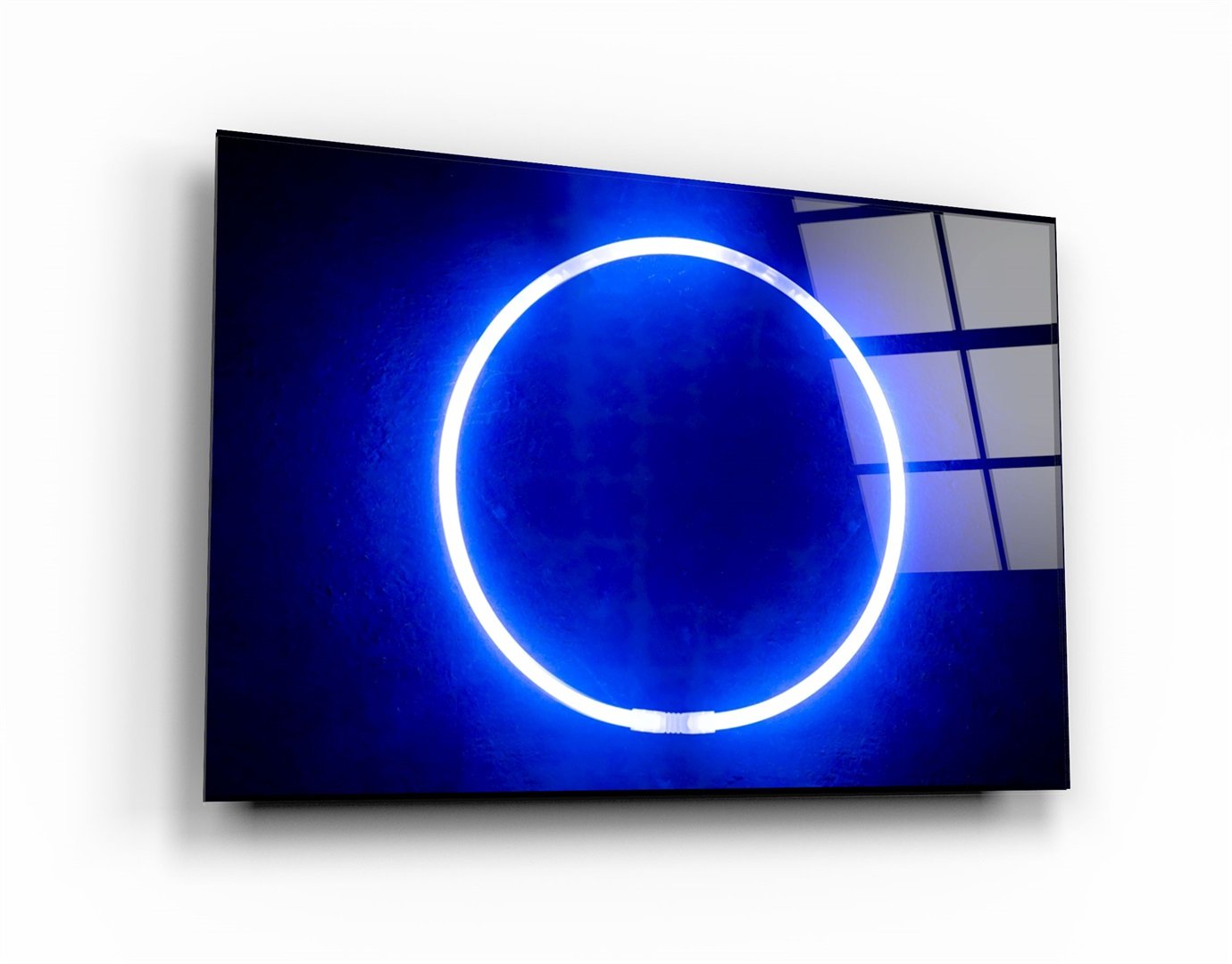 ・"Blue Circle Light"・Glass Wall Art