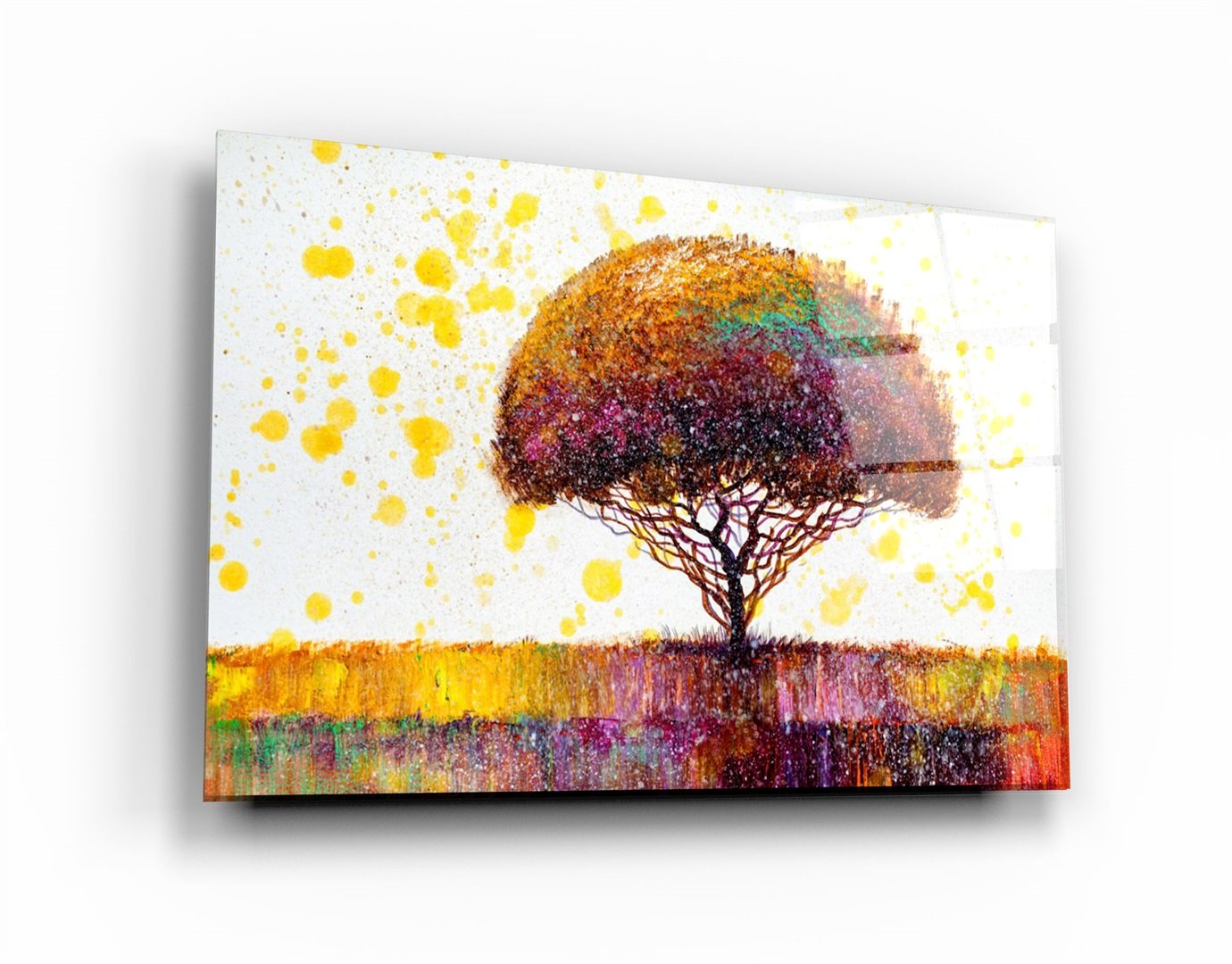 ・"Abstract Colorful Tree"・Glass Wall Art