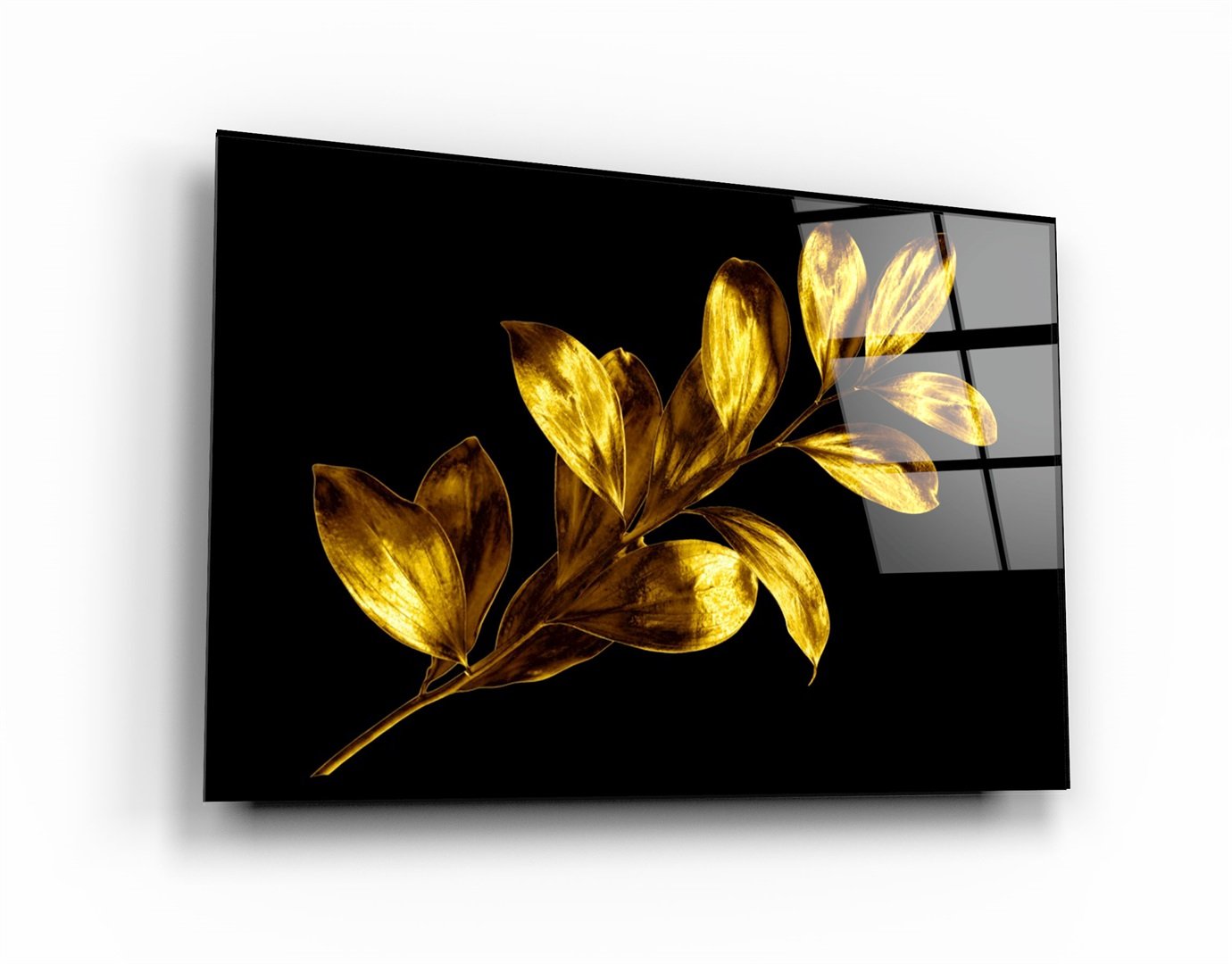 ・"Golden Leaf"・Glass Wall Art