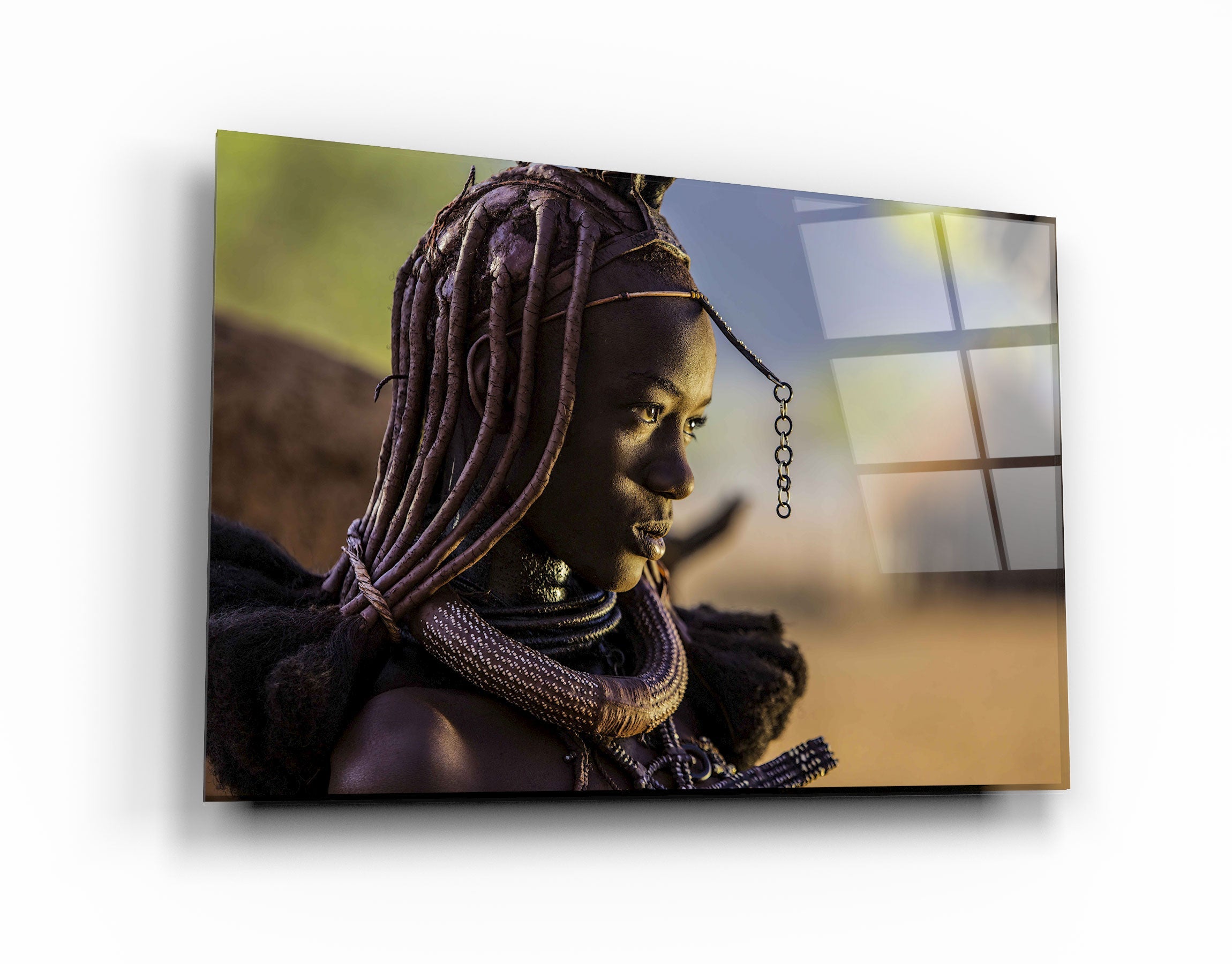 ・"African Warrior"・Designer's Collection Glass Wall Art