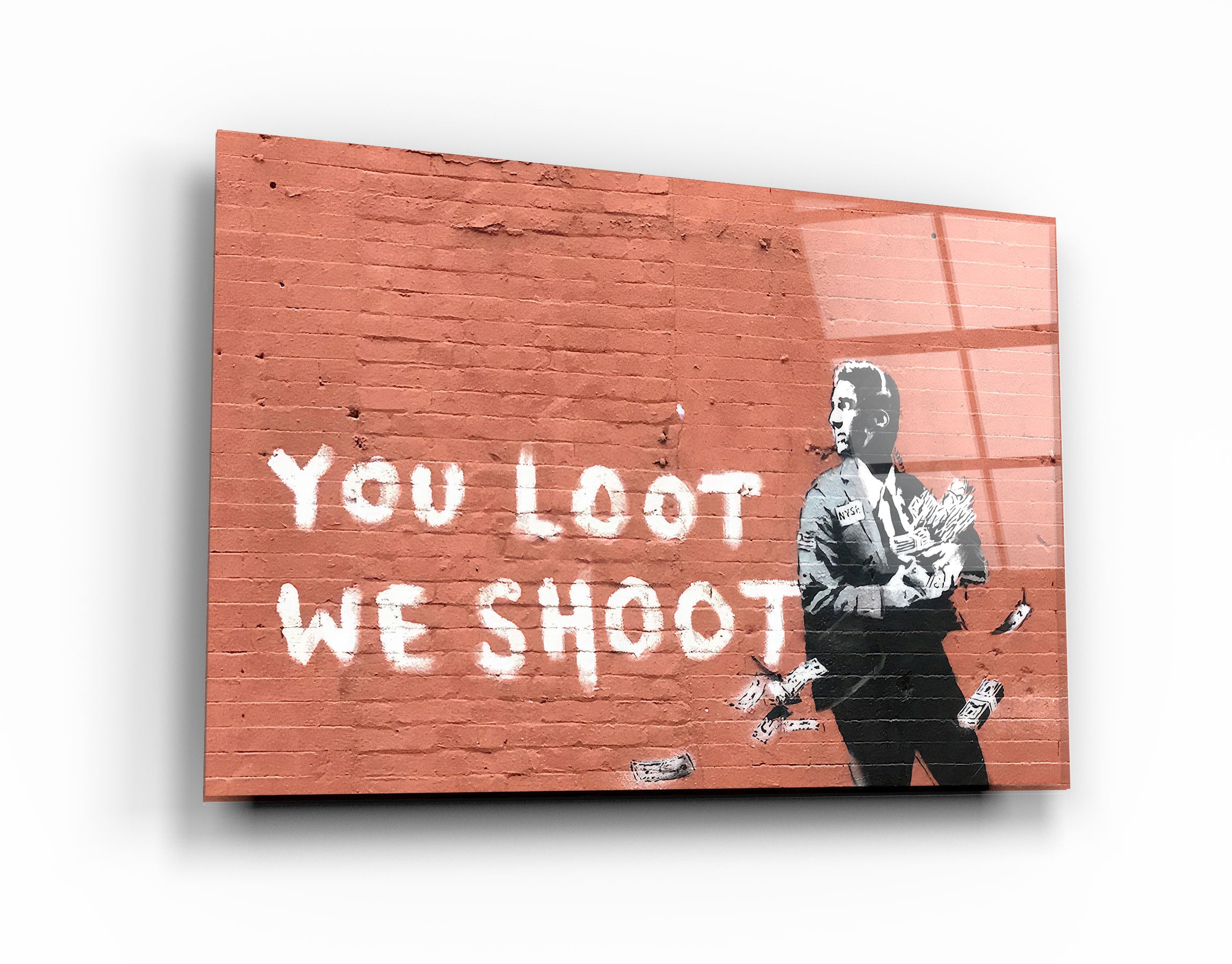 ・"Banksy - You Loot We Shoot"・Designer's Collection Glass Wall Art