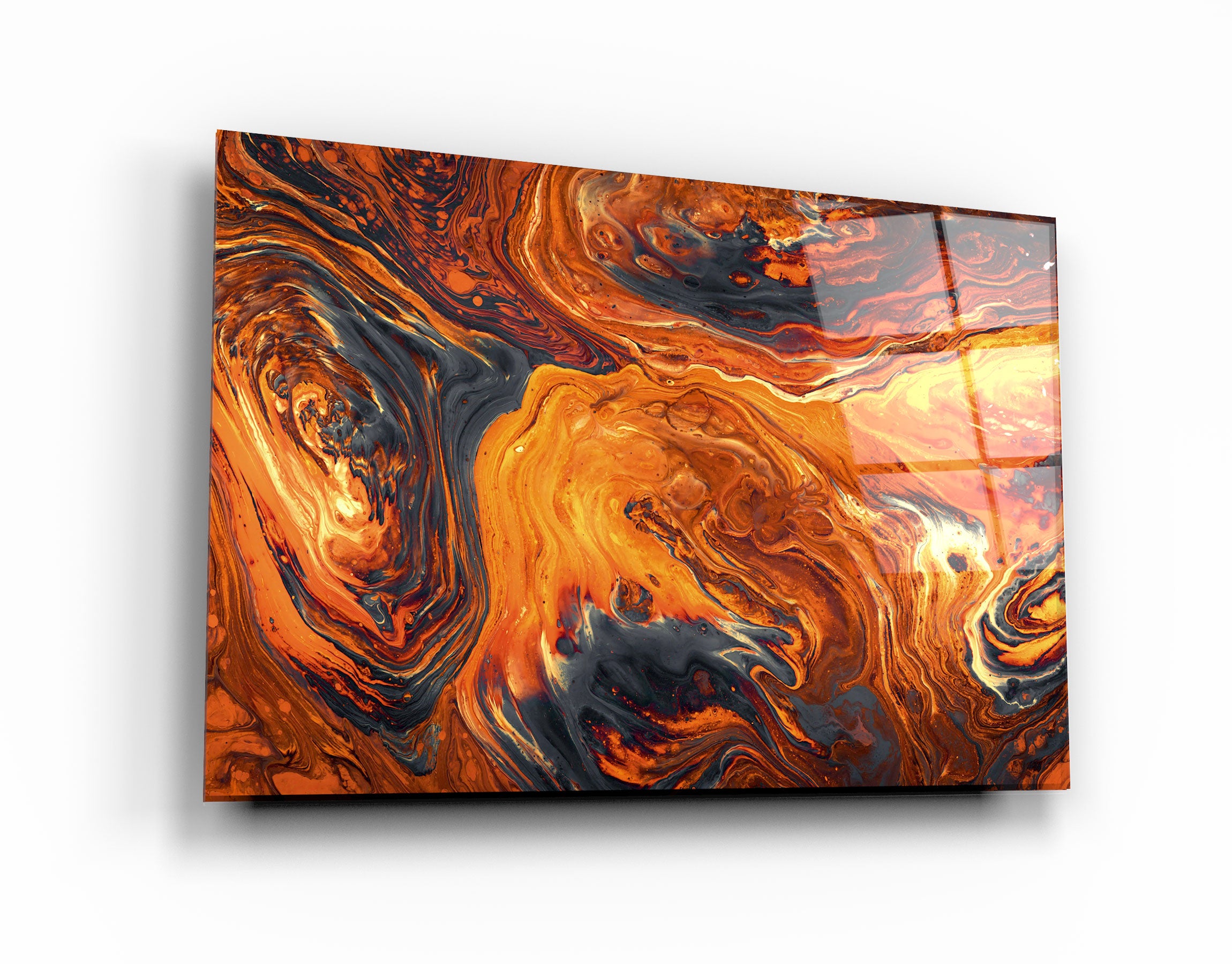 ・„Lava-Muster – Orange“・Designer-Kollektion <tc>Glasbild</tc>