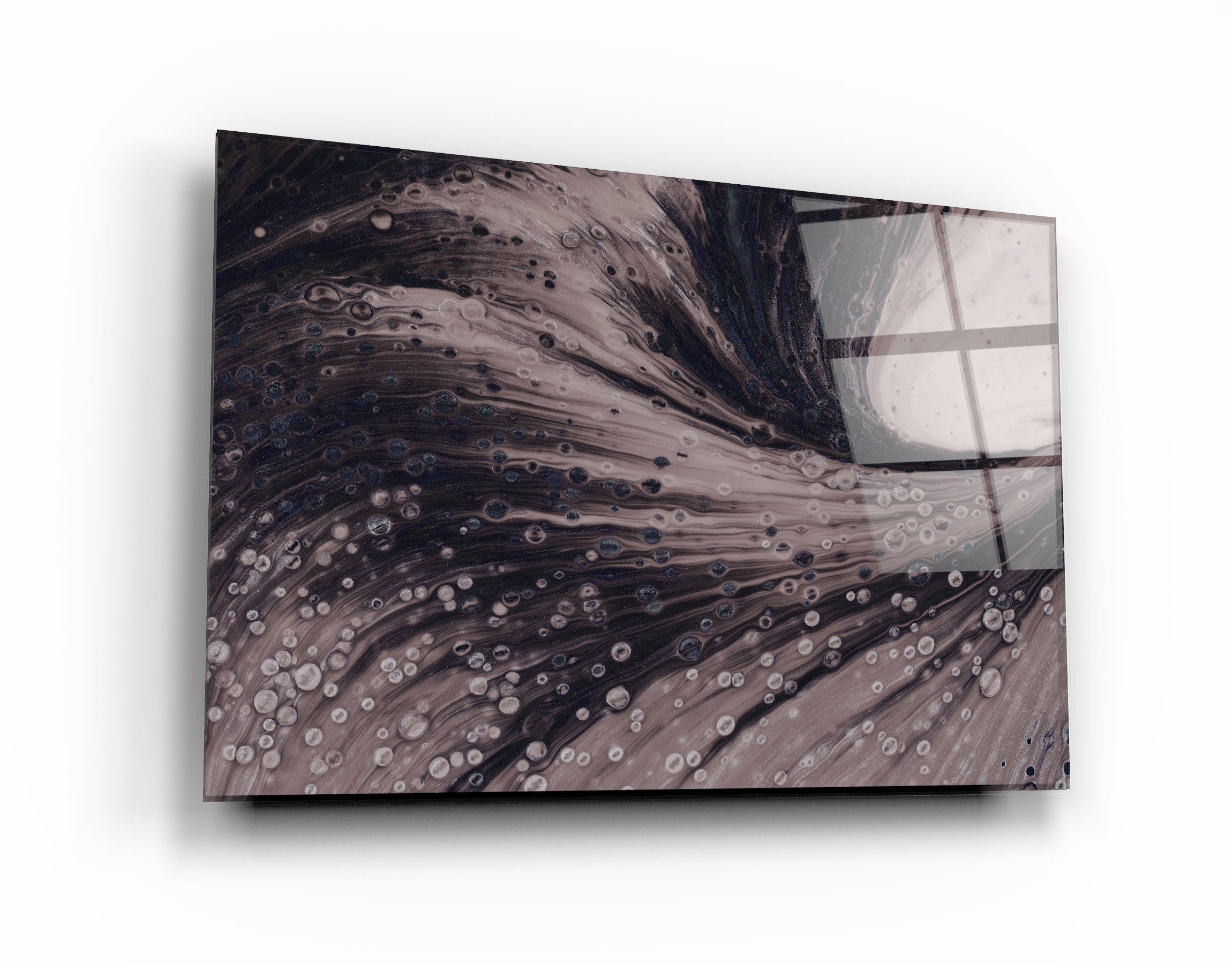 ・"Dusty Drops Grey"・Art mural en verre de la collection du designer