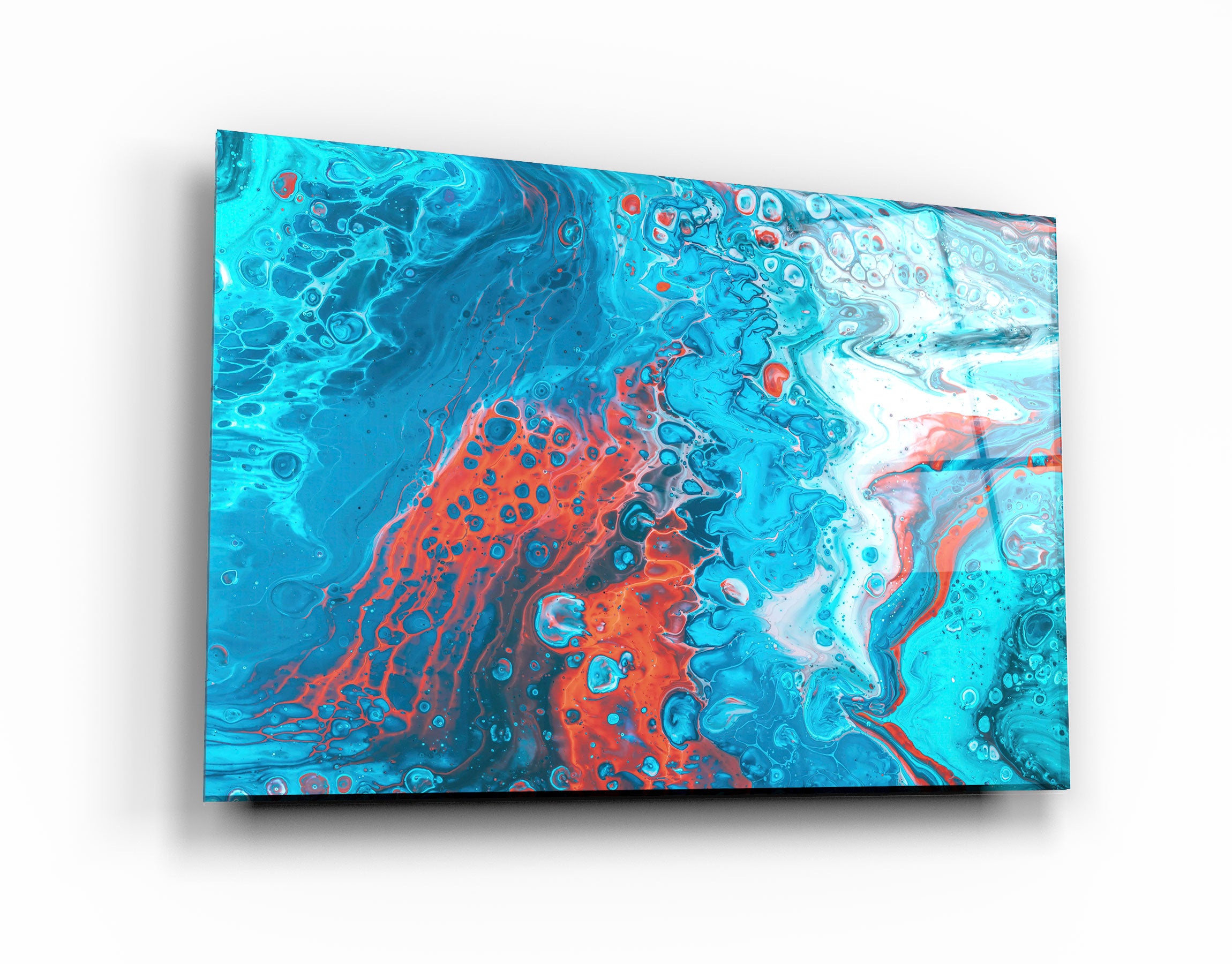 ・"Gouttes d'encre bleue et rouge"・Art mural en verre de la collection du designer