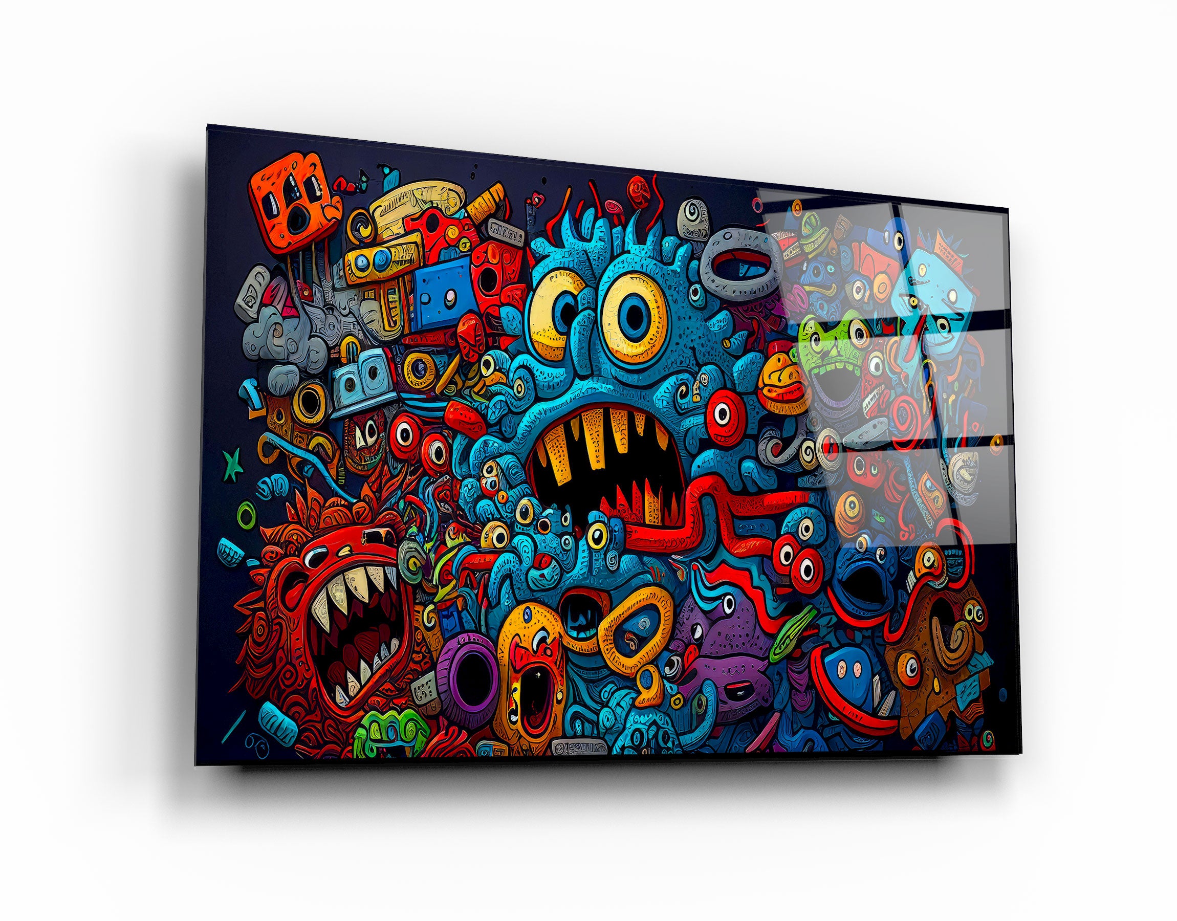 ・"Graffiti Monsters"・Glass Wall Art
