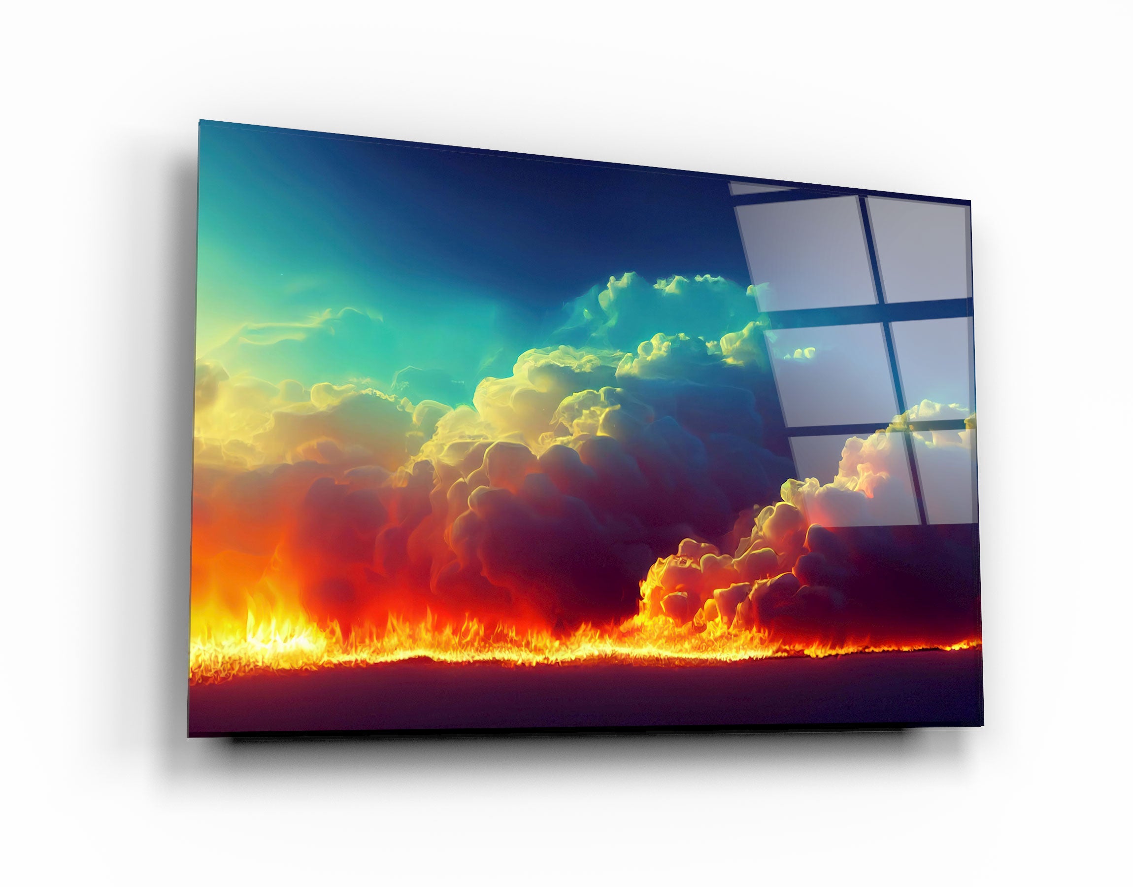 ・"Fire Clouds"・Motivational Glass Wall Art