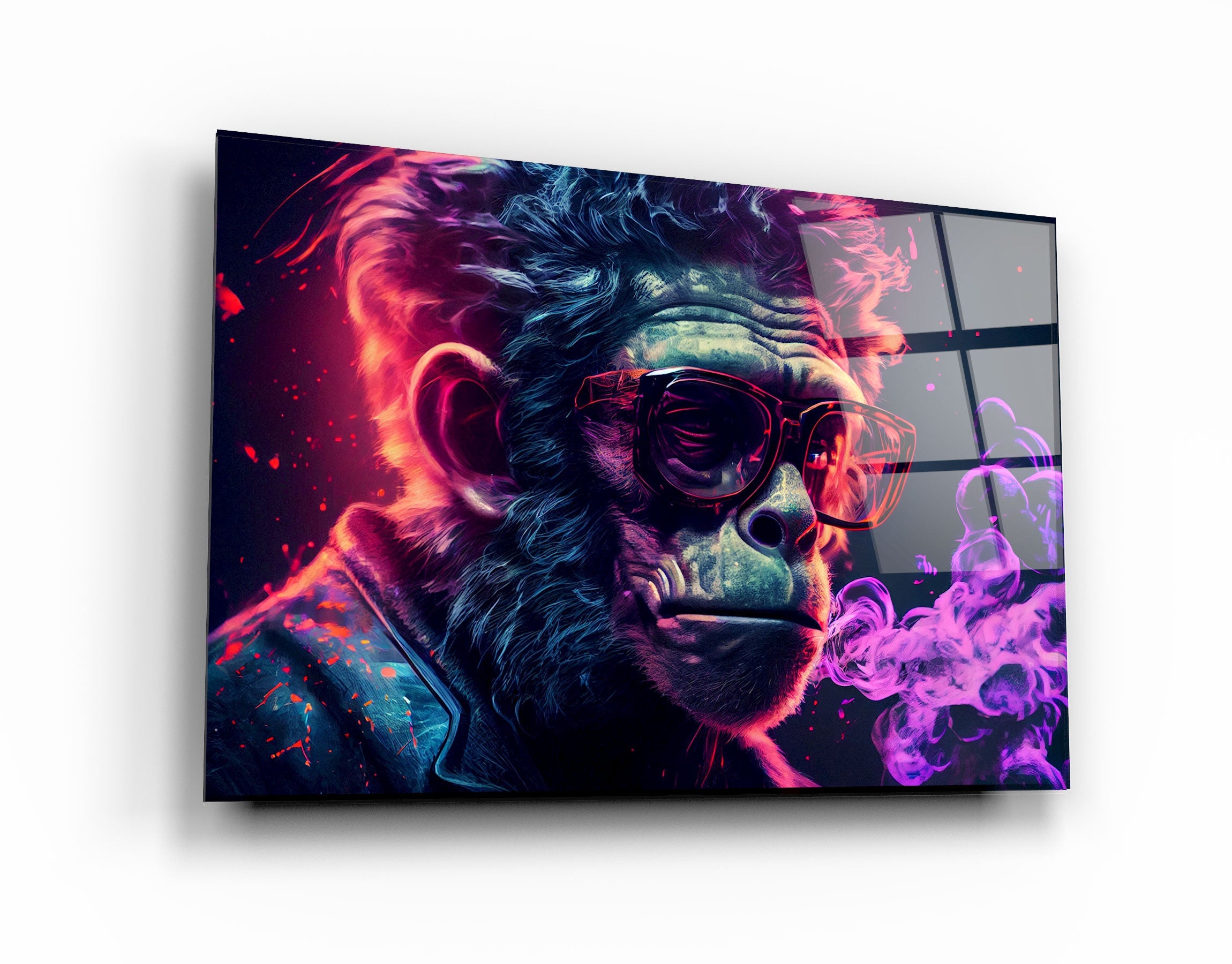 ・"M. Monkey - Cyberpunk"・Art mural en verre de la collection du designer