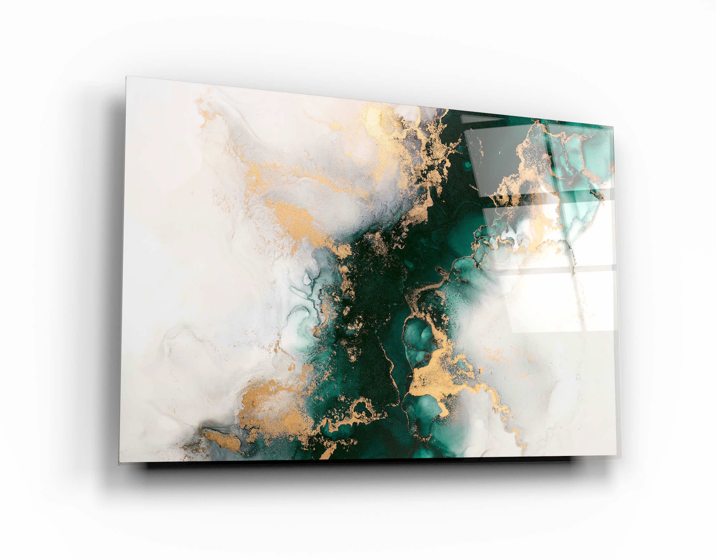 ・"Marble Collection H20 - Green Wave"・Glass Wall Art