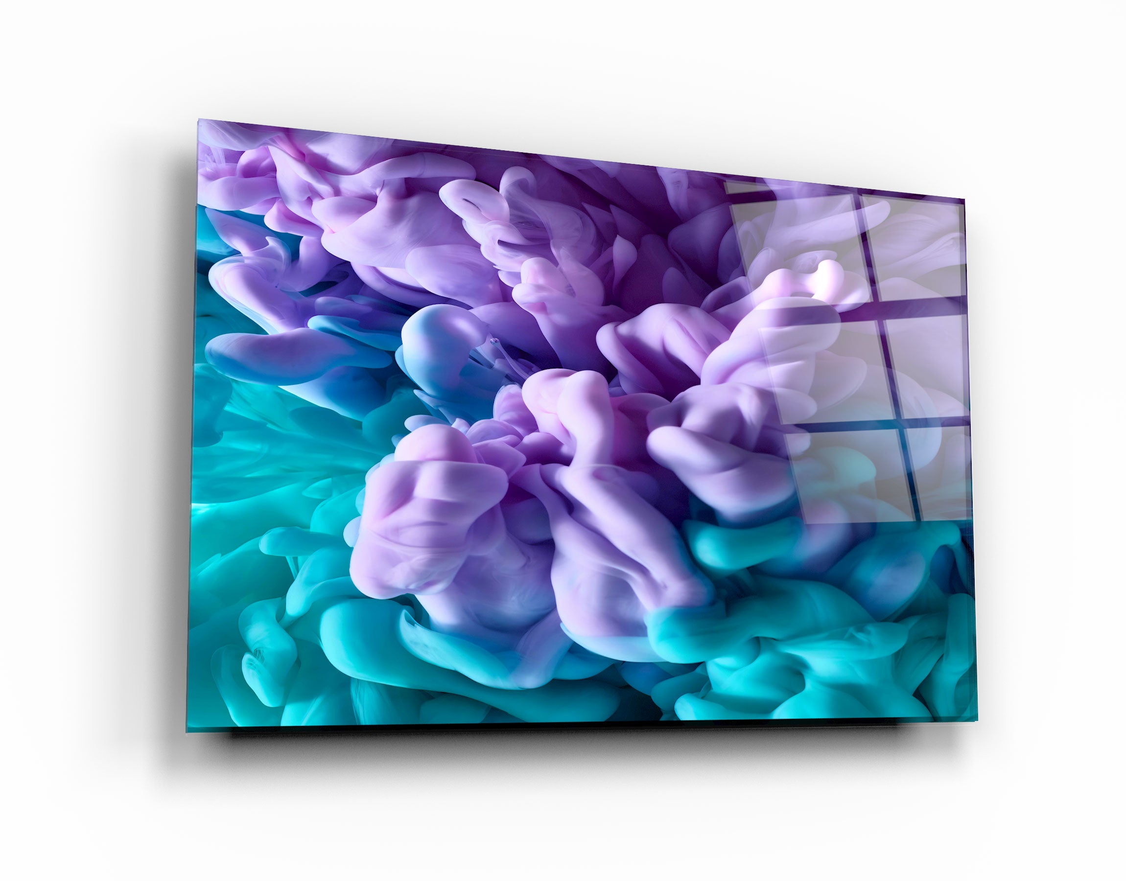 ・« Fumées violettes et bleues »・Art mural en verre
