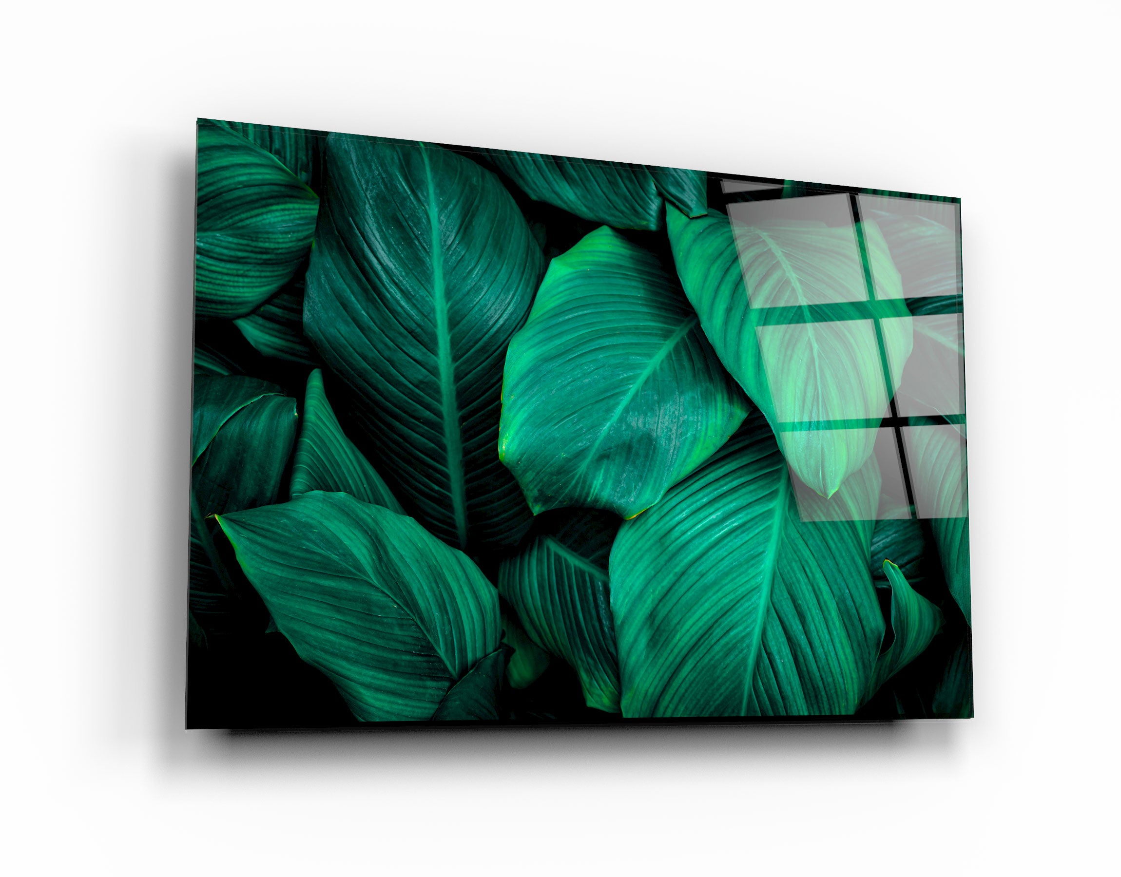・"Green Leaves"・Glass Wall Art