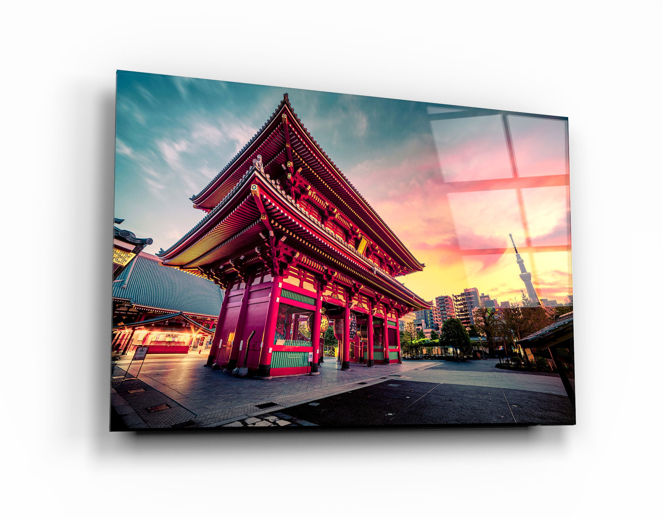 ・„Sensoju-Tempel mit dramatischem Himmel – Tokio“・<tc>Glasbild</tc>