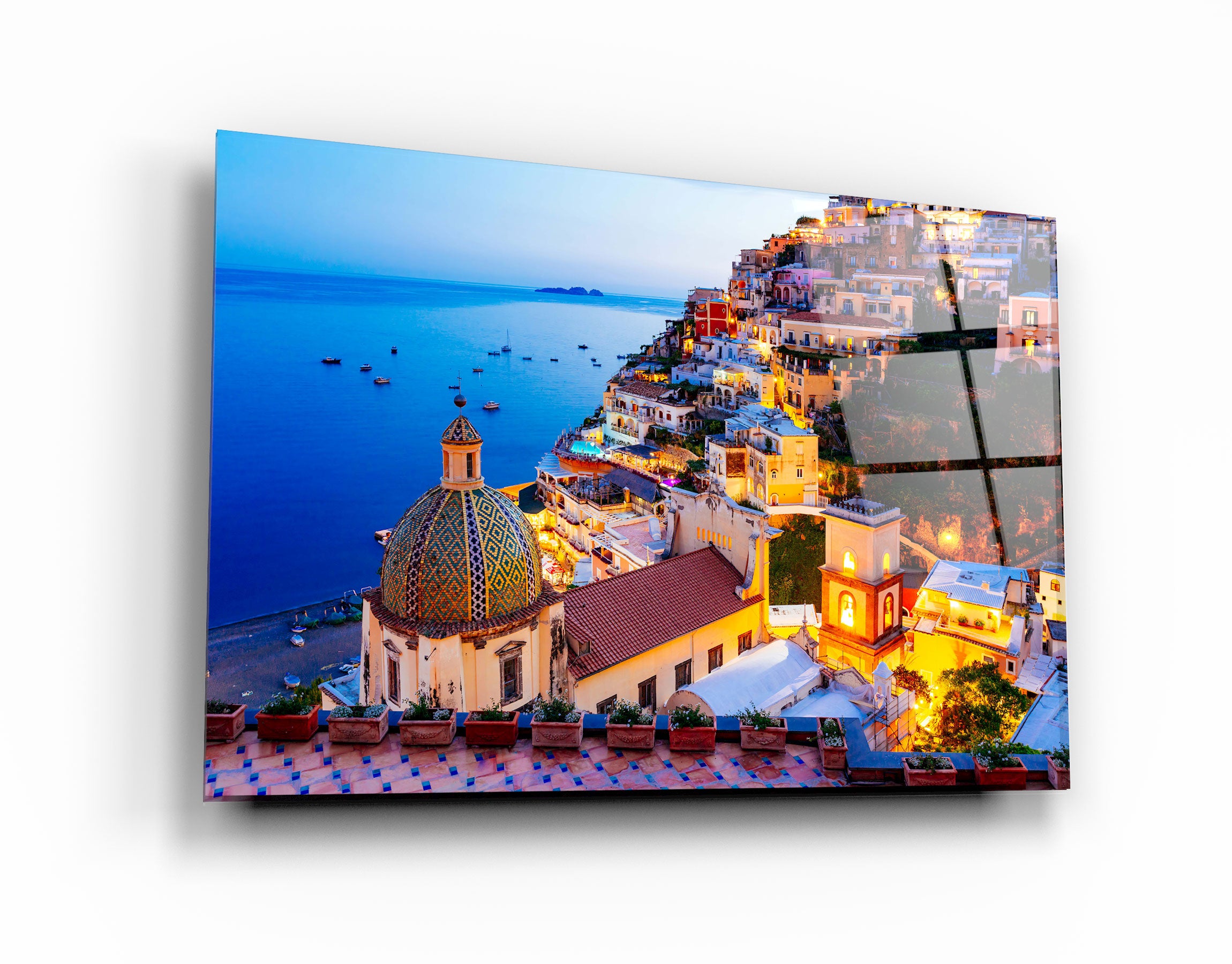 ・„Positano, Amalfiküste, Kampanien, Sorrent, Italien“・<tc>Glasbild</tc>