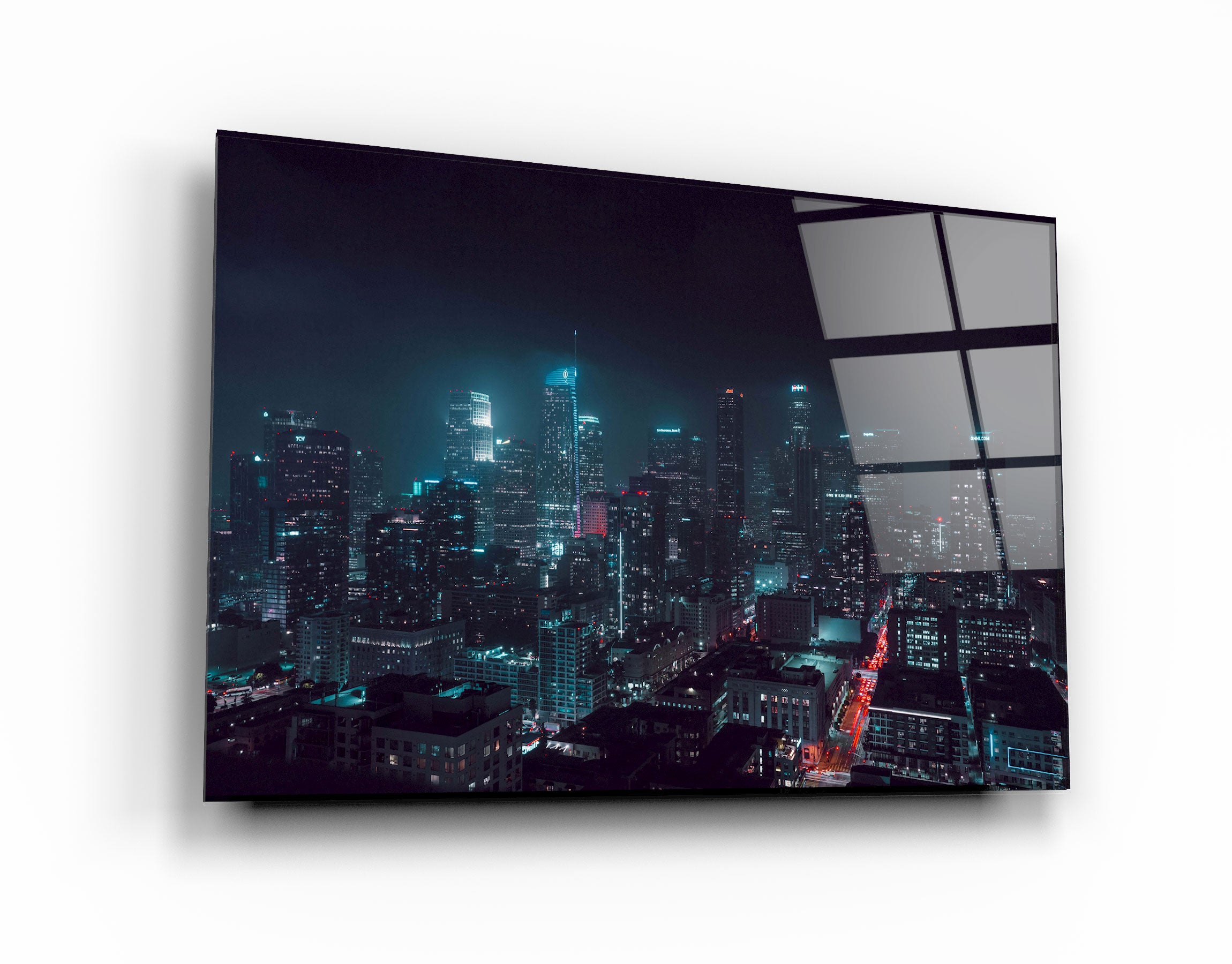 ・"Los Angeles Skyline at Night"・Glass Wall Art