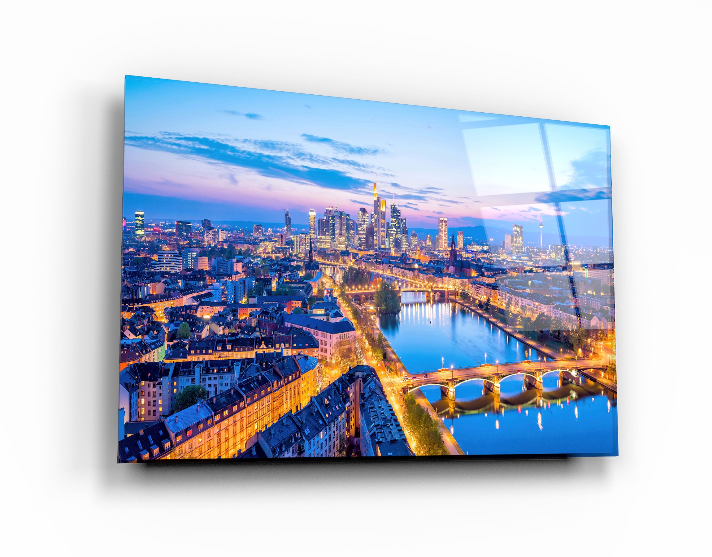 ・"Skyline de Francfort, Allemagne"・Art mural en verre