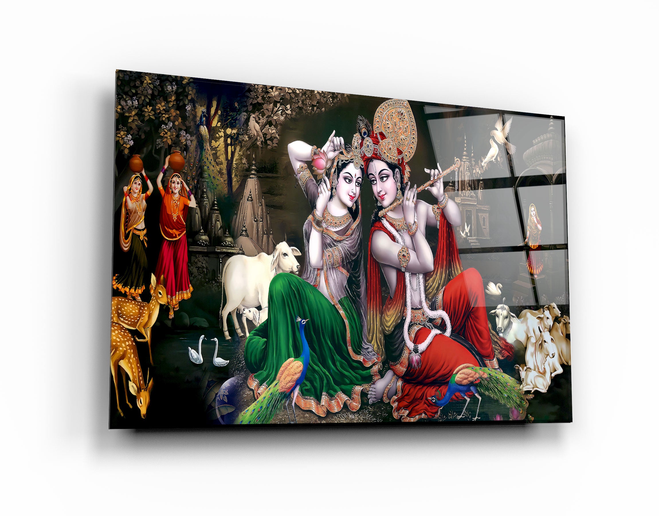 ・"Lord Krishna "・Glass Wall Art