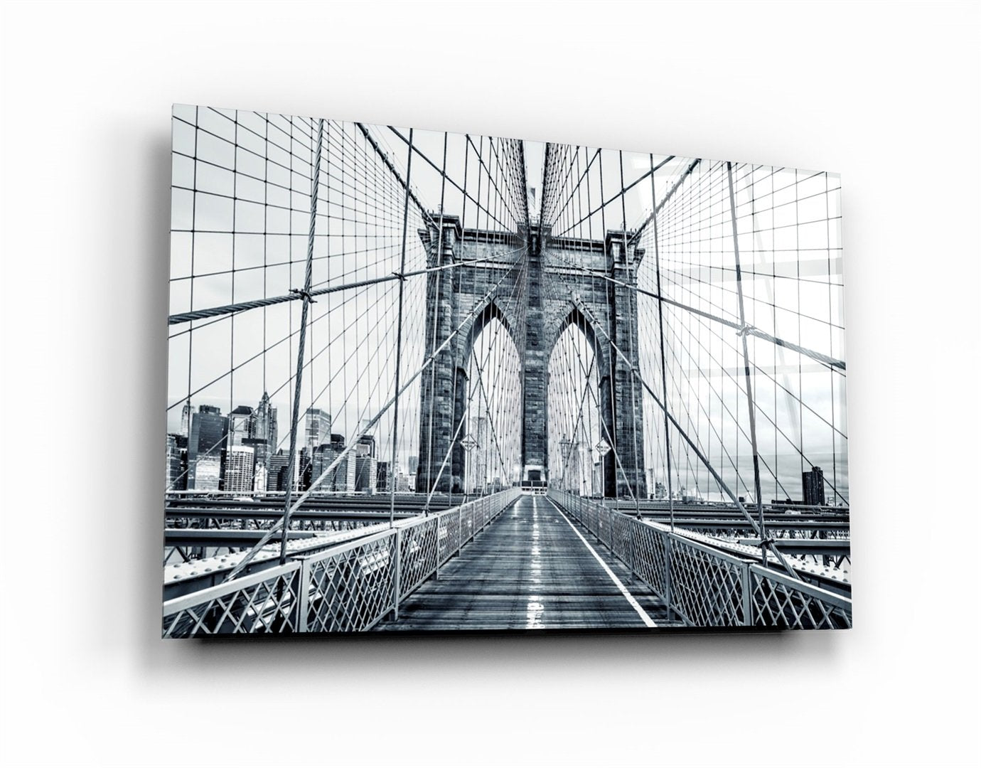 ・„Brooklyn Bridge Retro Grey“・<tc>Glasbild</tc>