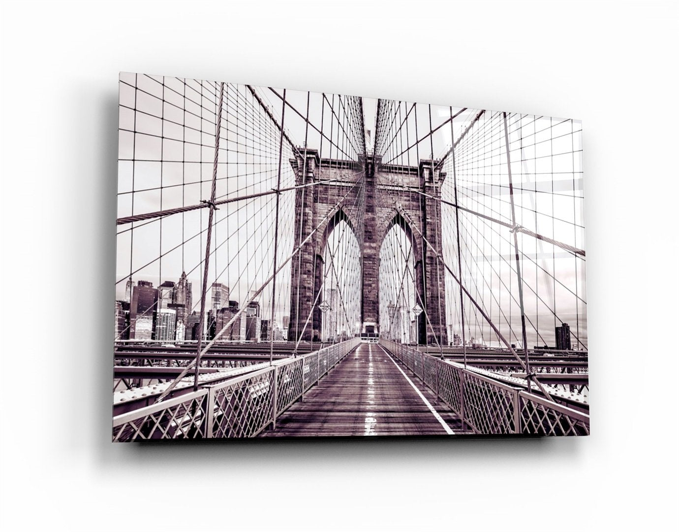 ・„Brooklyn Bridge Retro Bronze“・<tc>Glasbild</tc>