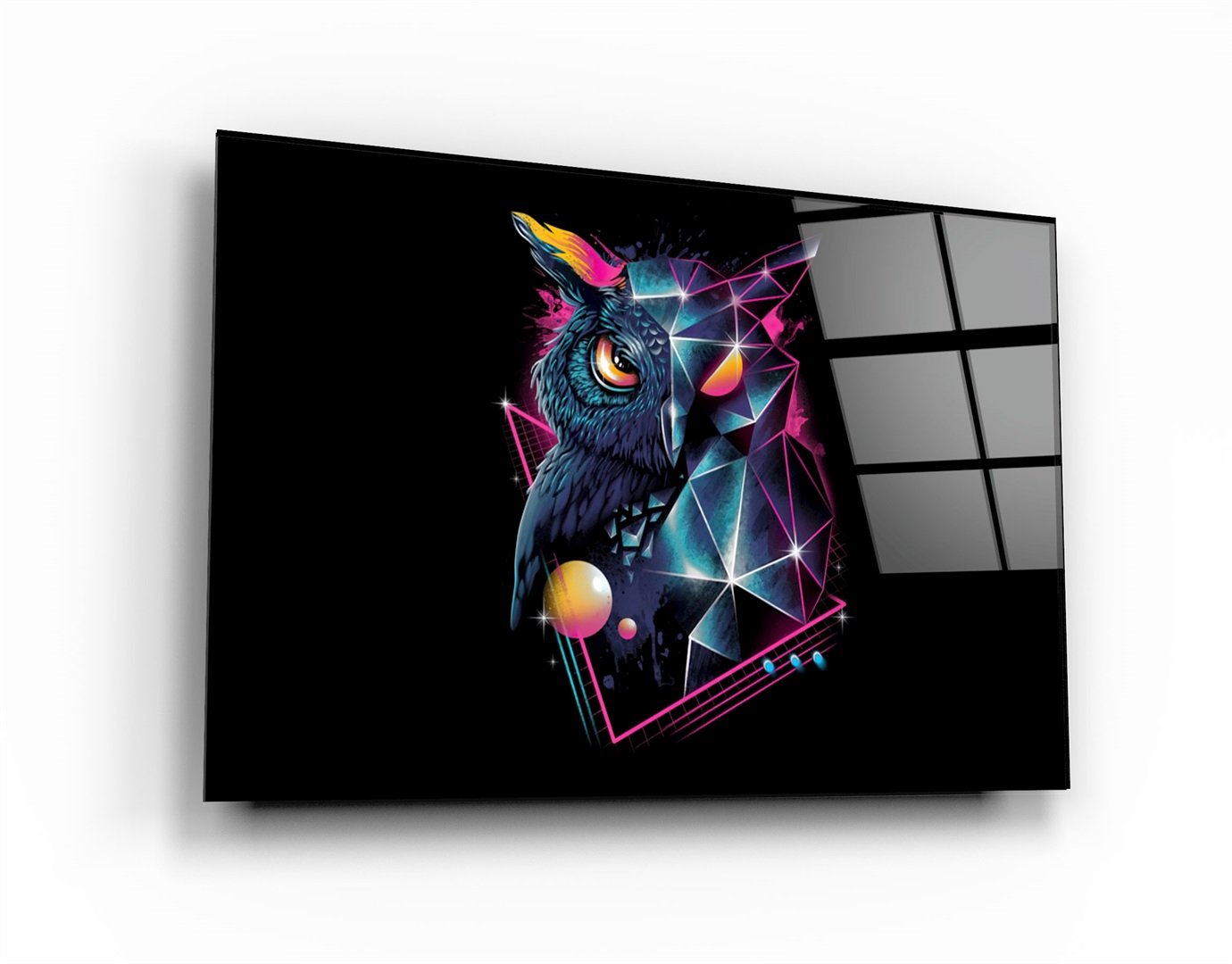 ・"Owl Neo"・Glass Wall Art