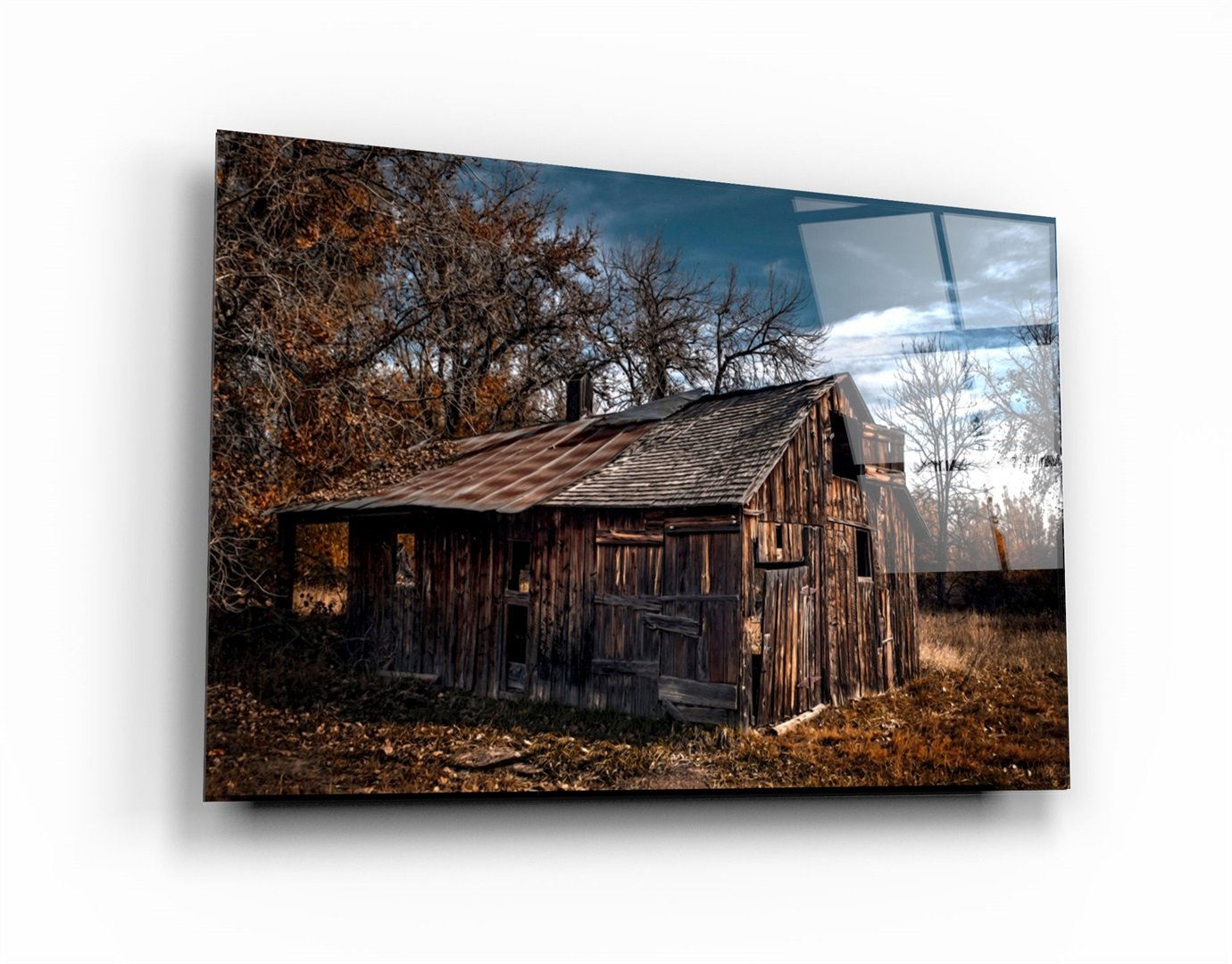 ・"Wooden Old House"・Glass Wall Art