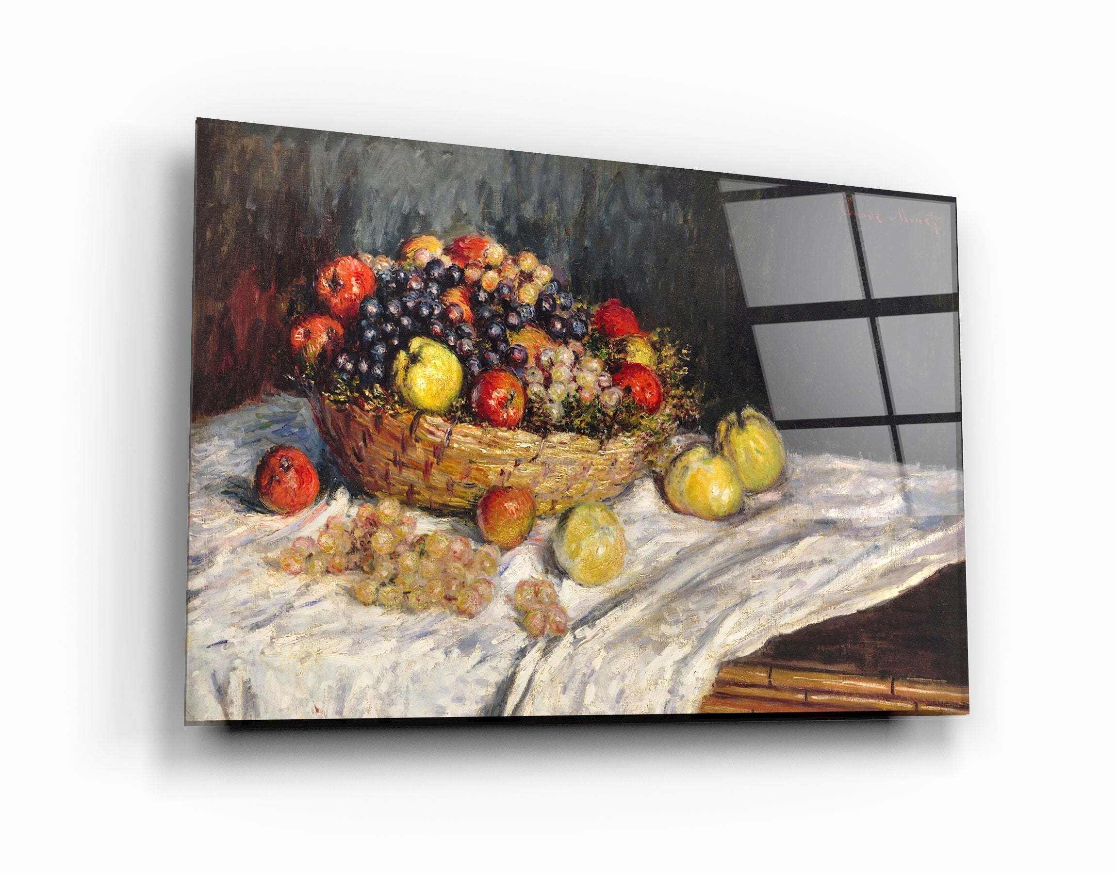 ・"Apples and Grapes (1879–1880) by Claude Monet"・Glass Wall Art