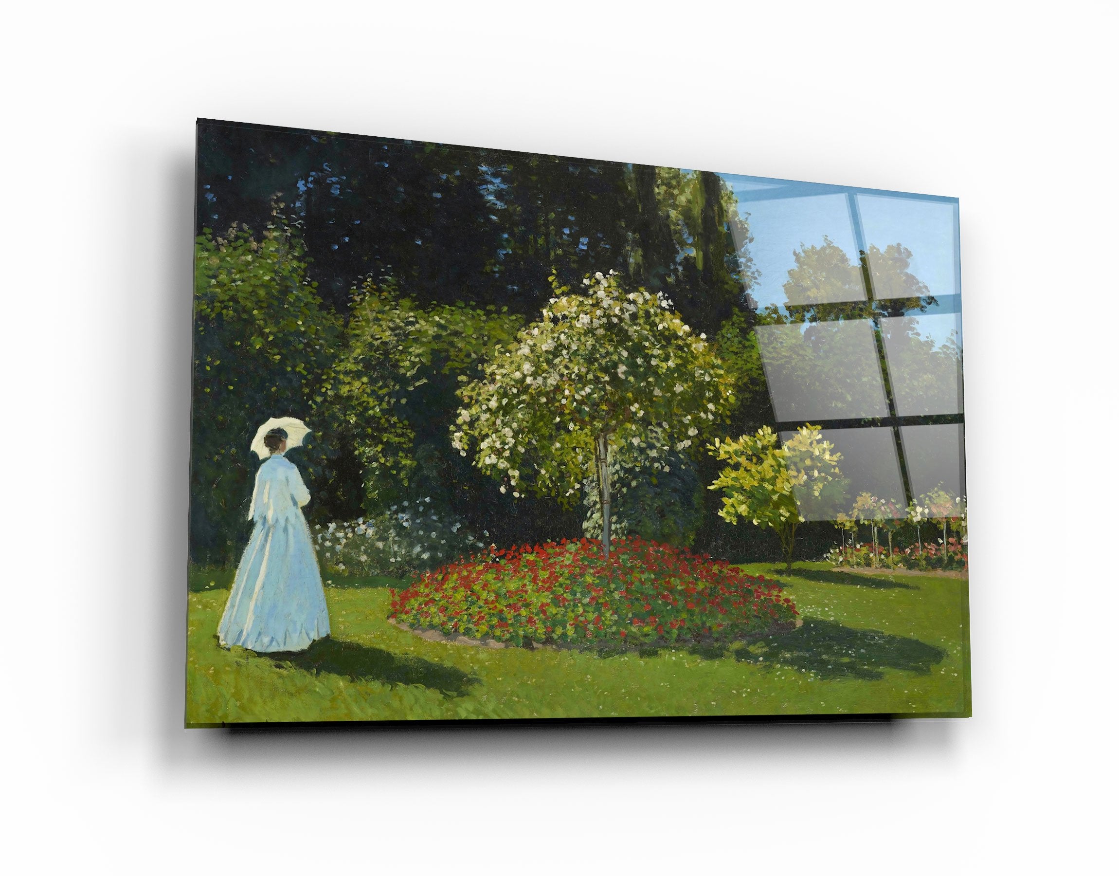 ・„Claude Monets Dame im Garten (1867)“・<tc>Glasbild</tc>