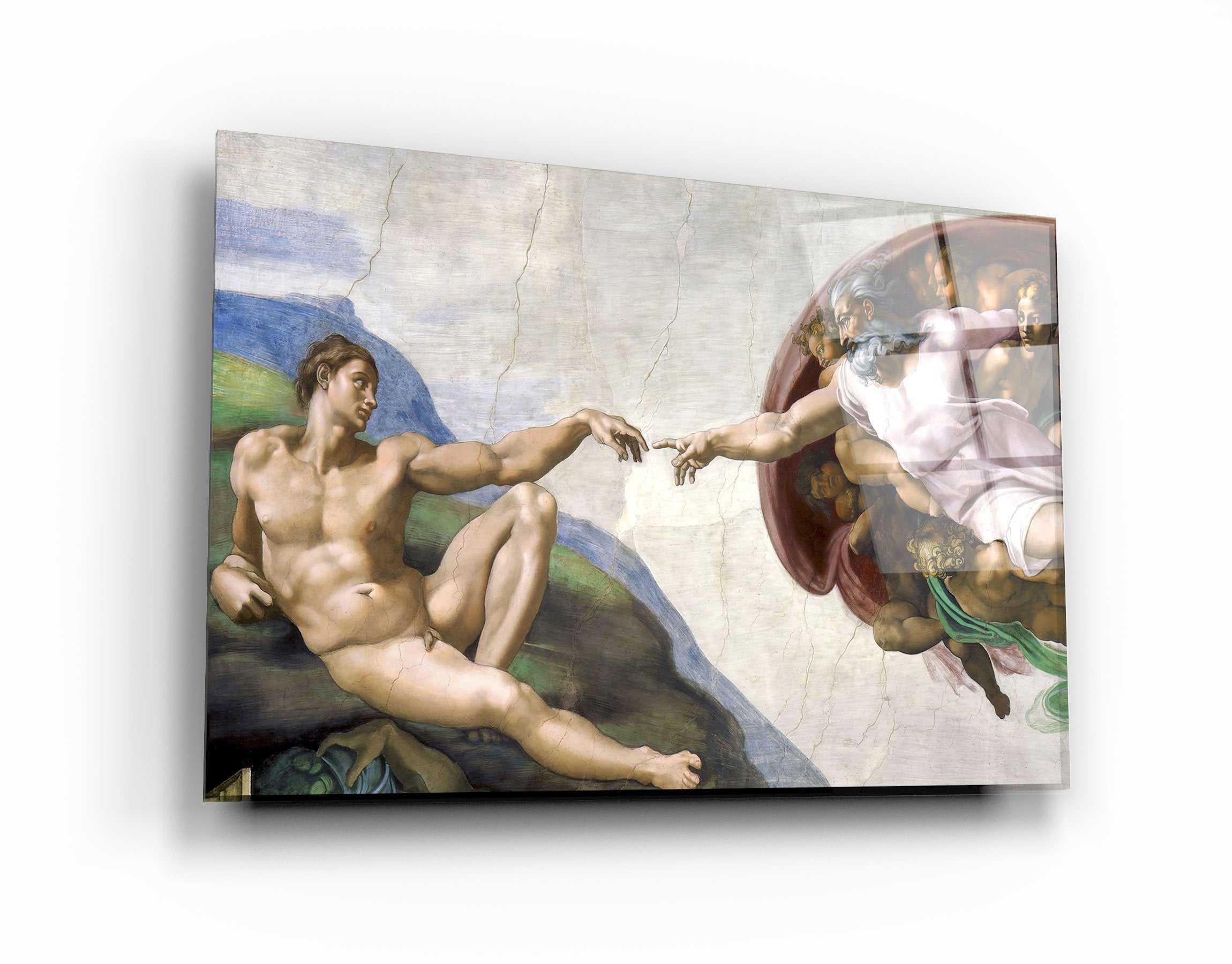 ・"Michelangelo - The Creation of Adam"・Glass Wall Art