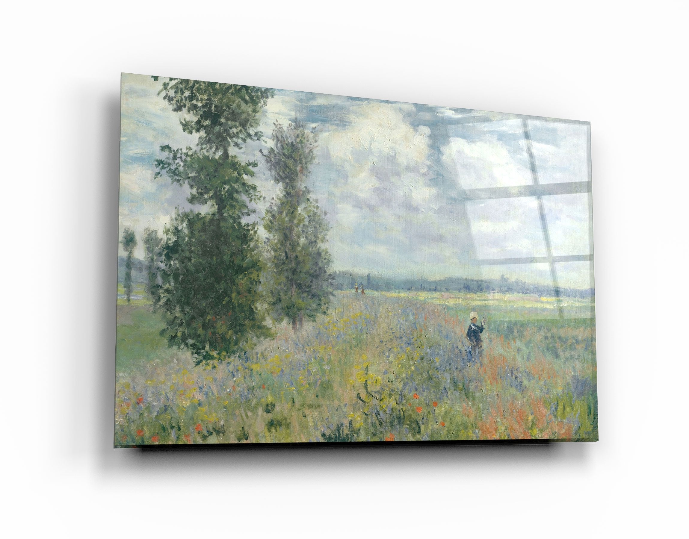 ・"Poppy Fields near Argenteuil (1875) by Claude Monet"・Glass Wall Art
