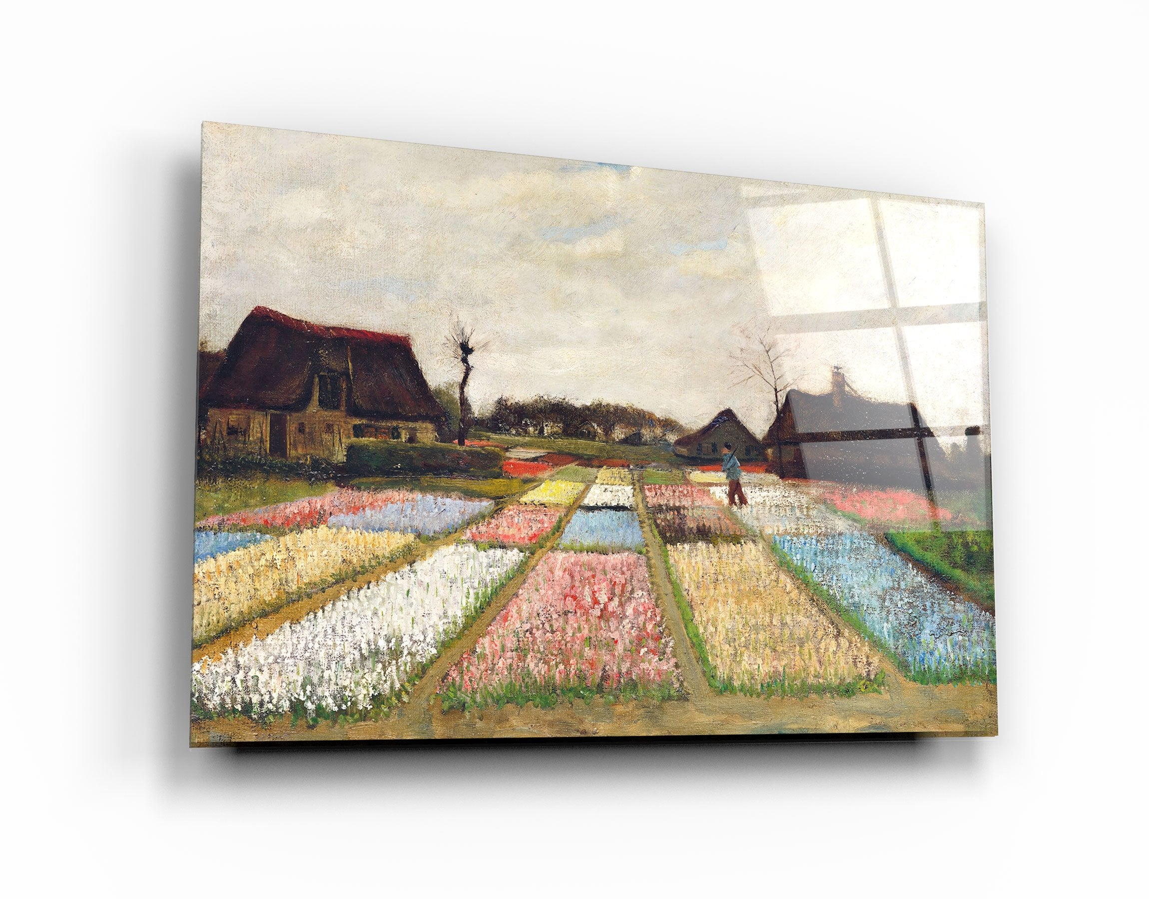 ・"Van Gogh art print, vintage Flower Beds in Holland wall decor (1883)"・Glass Wall Art