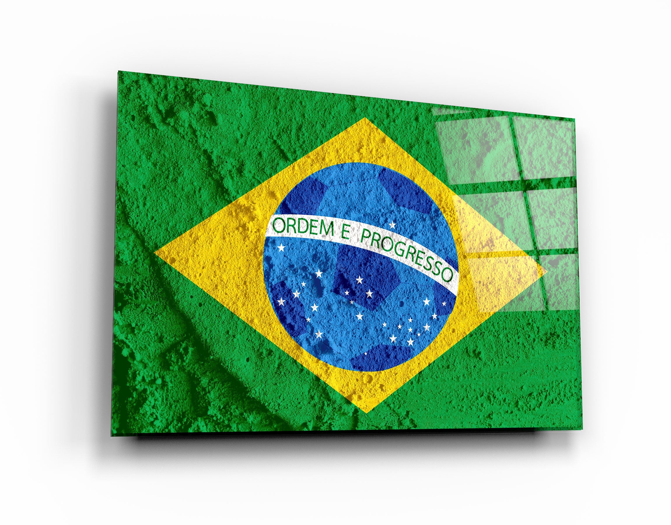 ・"Flag Of Brazil"・Glass Wall Art