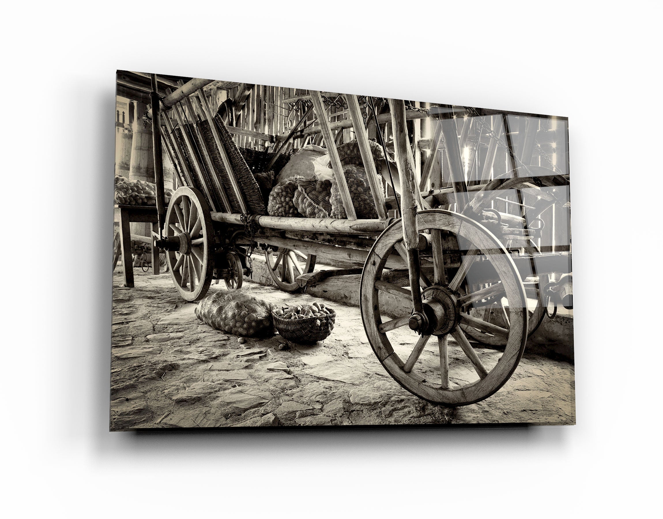 ・"Old Wheel Cart"・Glass Wall Art