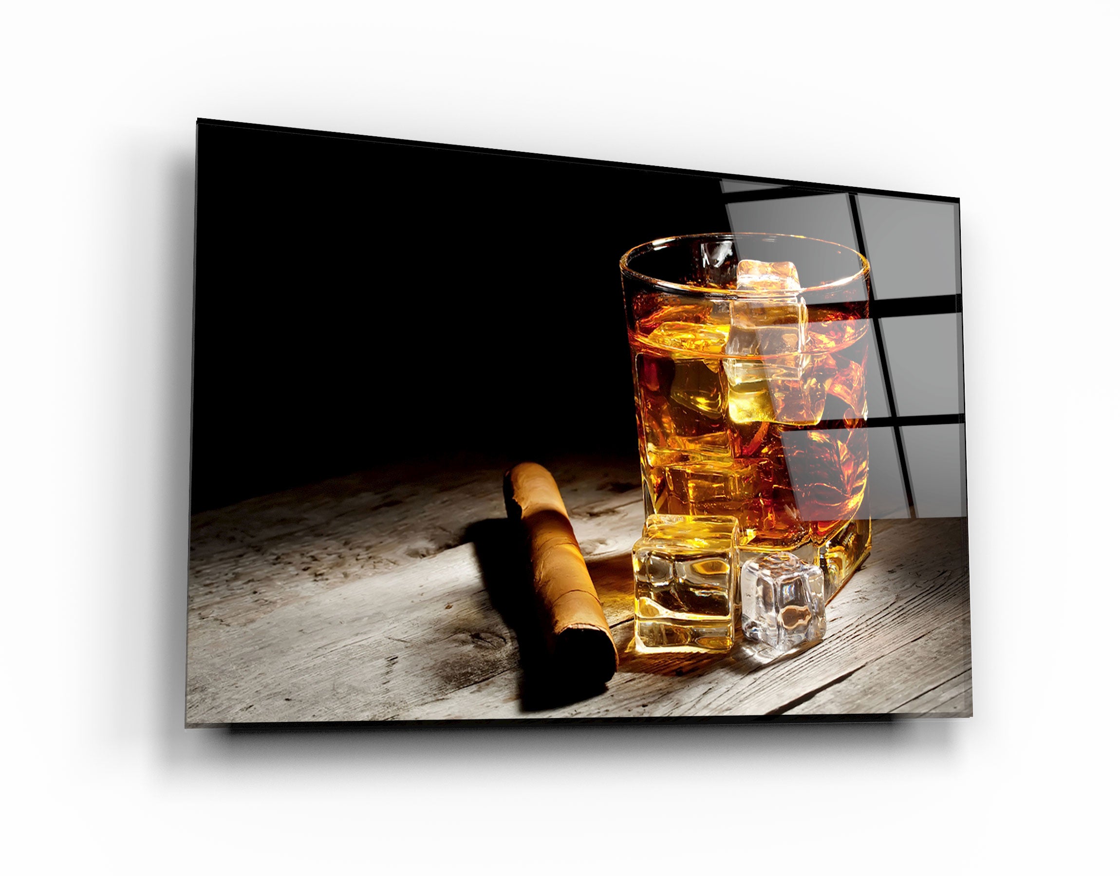 ・"Cigar, Whiskey, Ice"・Glass Wall Art