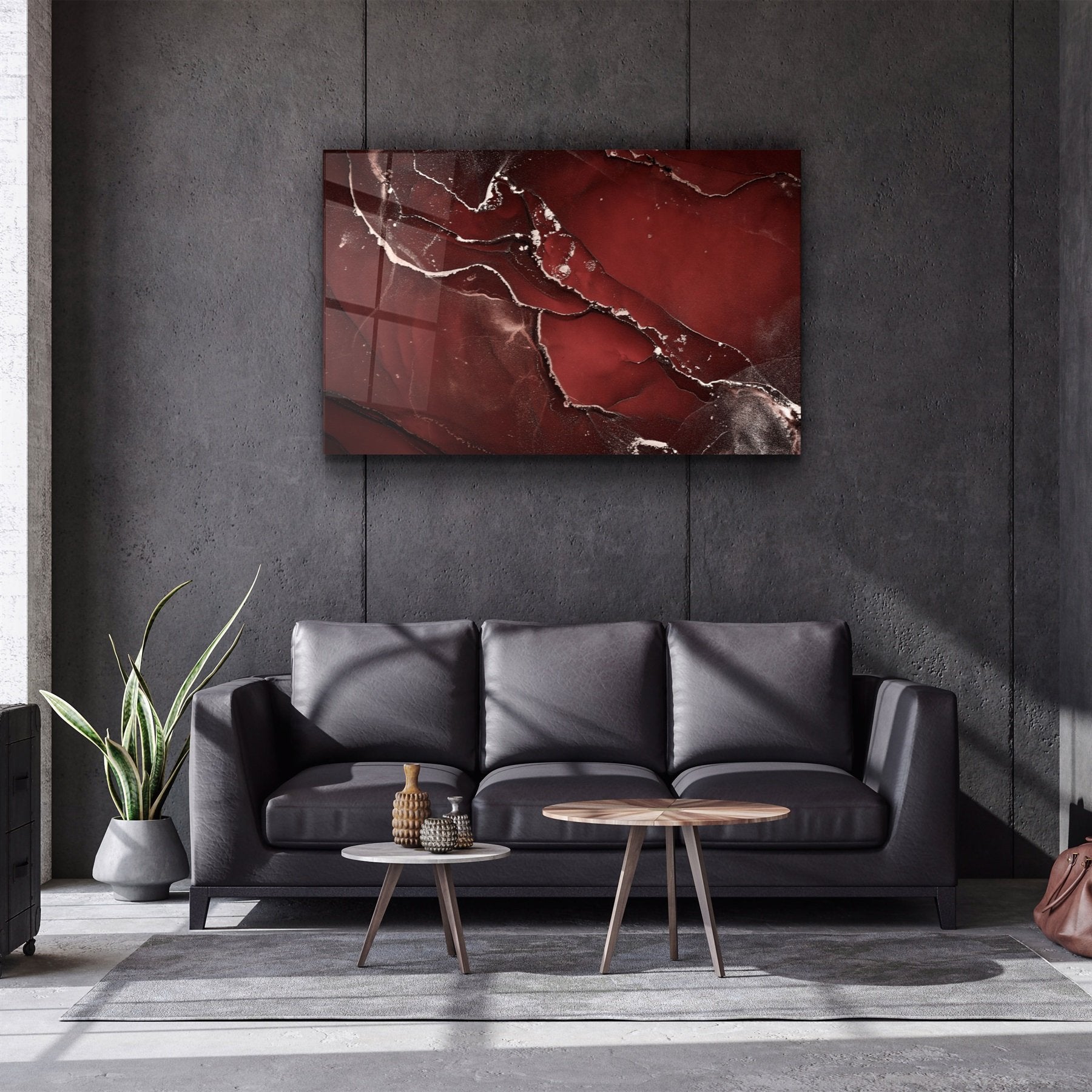 ・« Motif rouge abstrait »・Art mural en verre