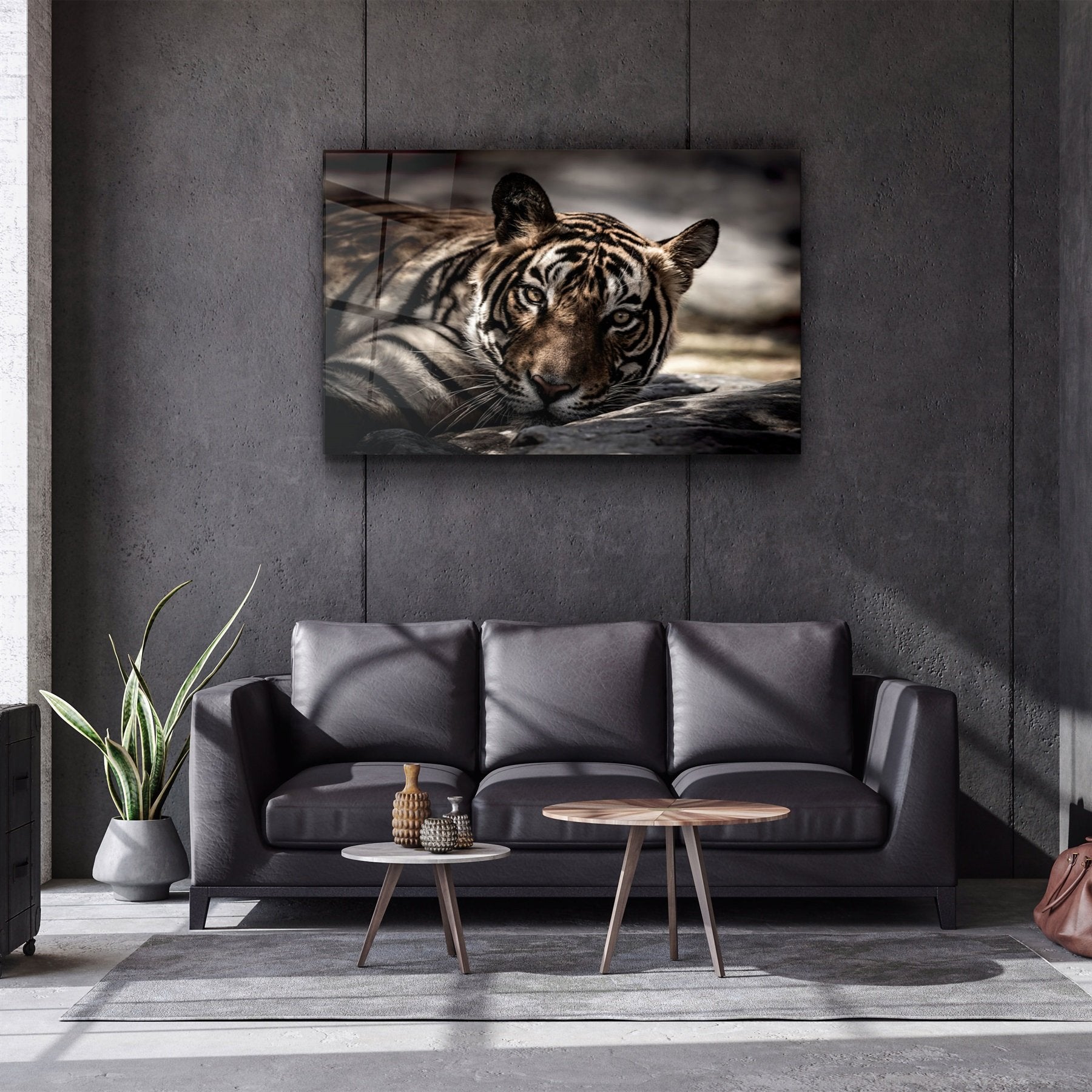 ・"Tigre fatigué"・Art mural en verre