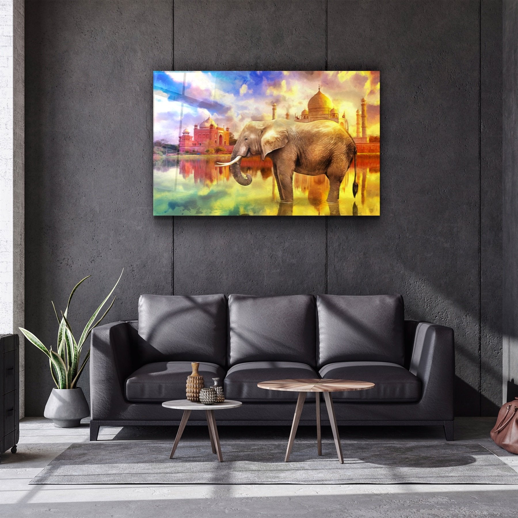 ・"Abstract Elephant"・Glass Wall Art