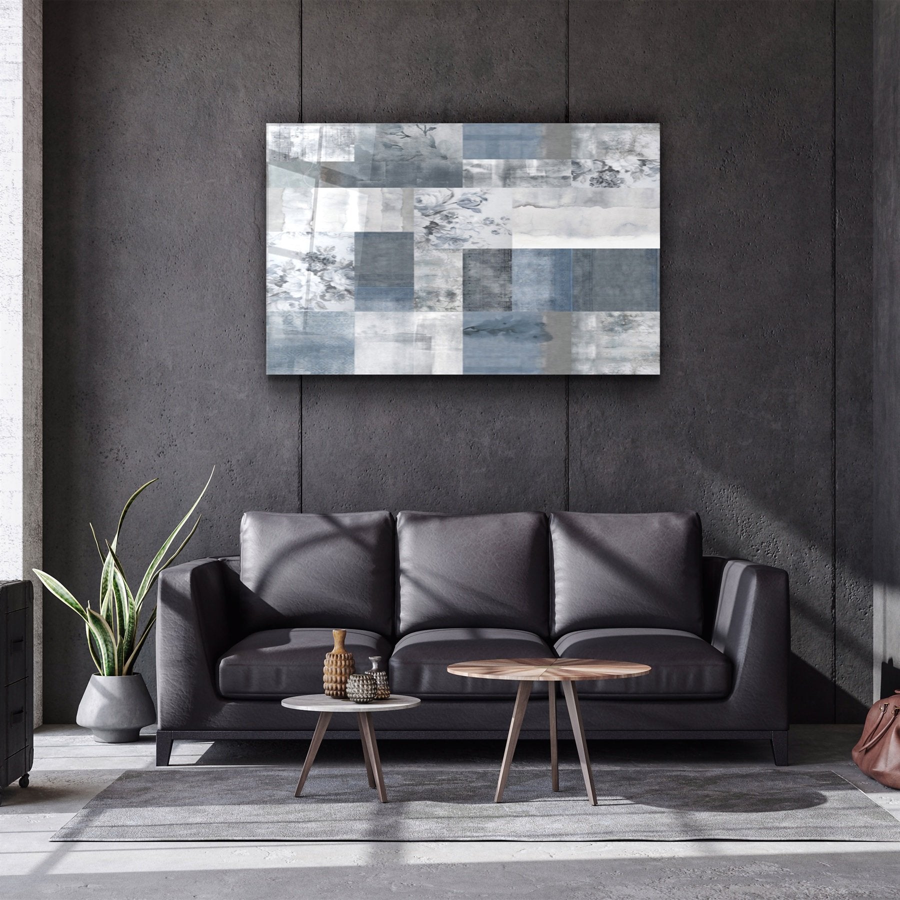 ・"Abstract Black and White Patterns"・Glass Wall Art