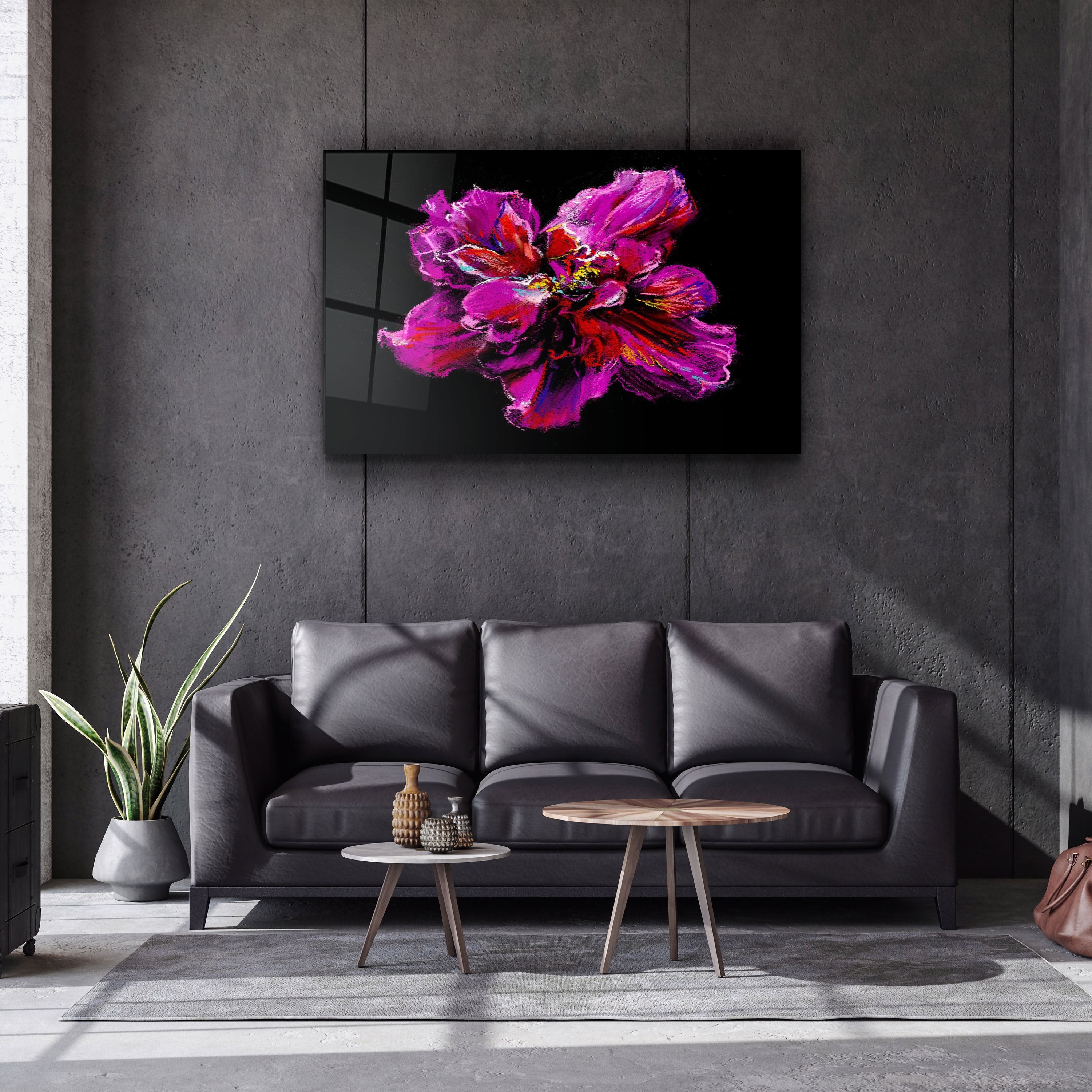 ・"Fleur violette"・Art mural en verre