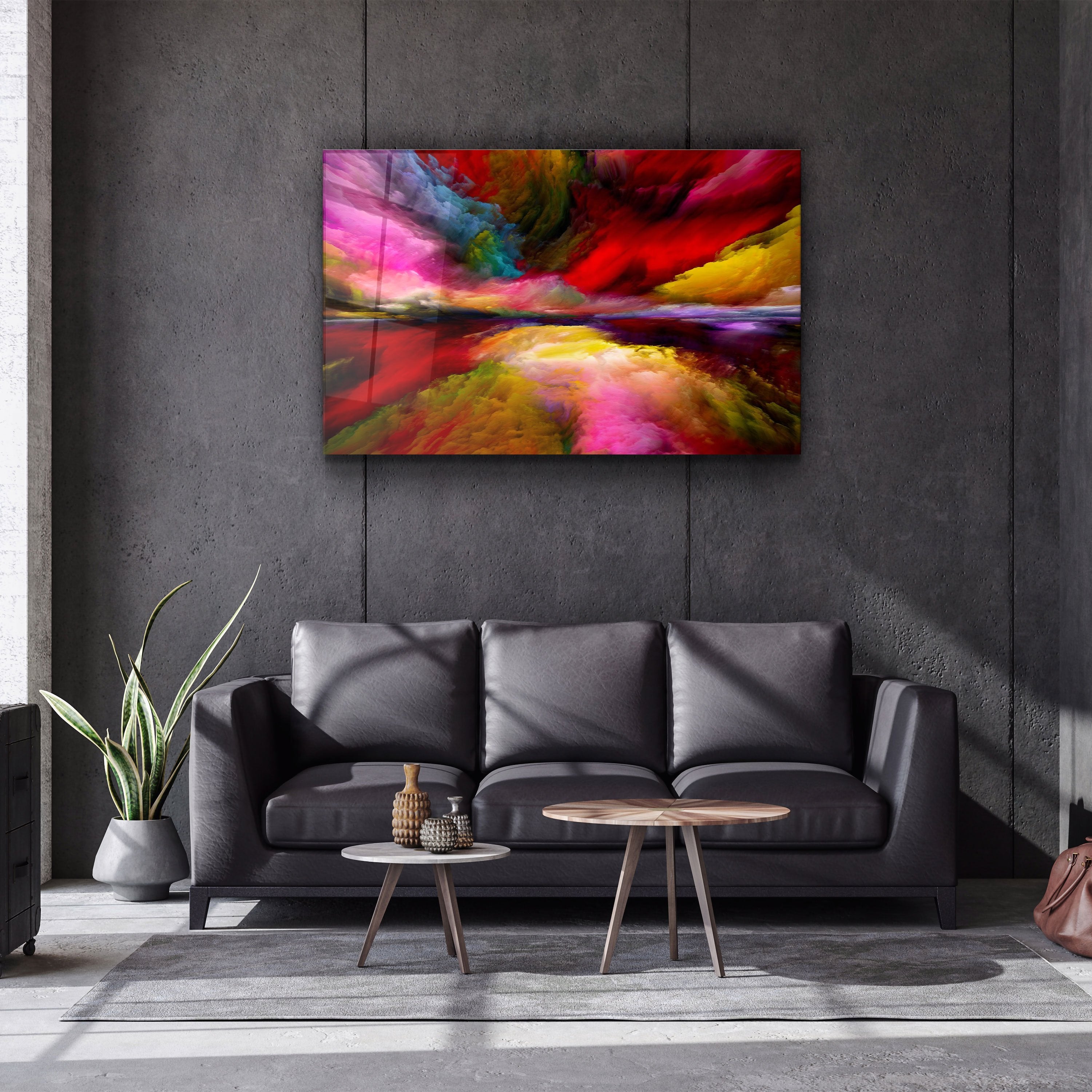 ・"Abstract Colorful Clouds"・Glass Wall Art