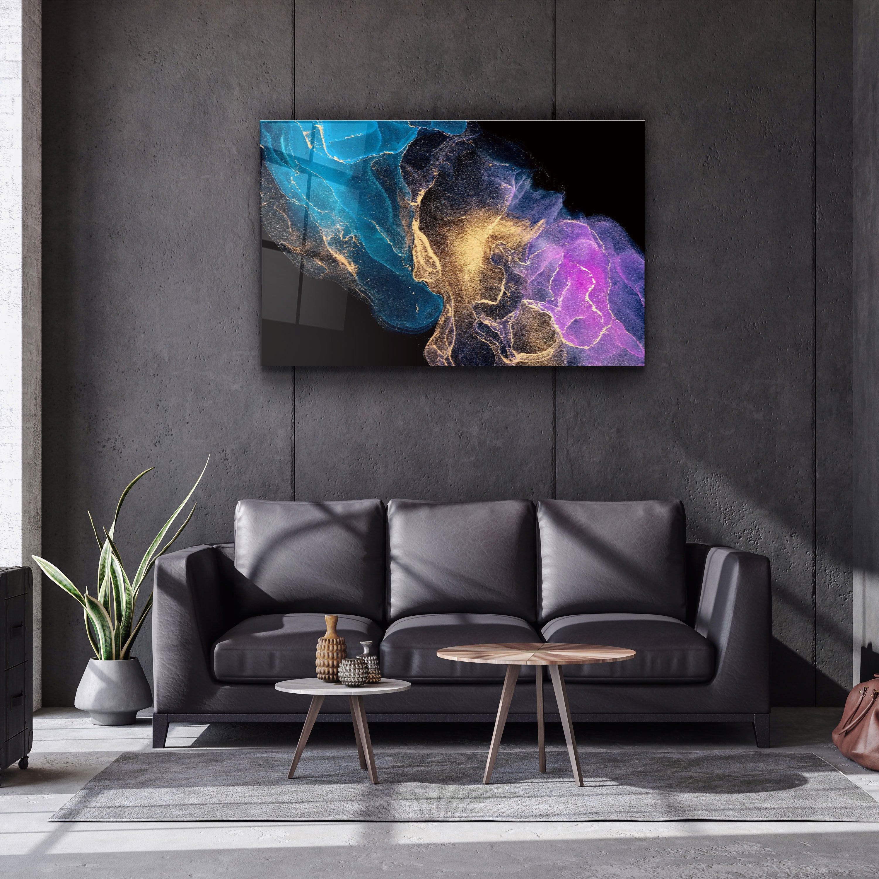 ・"Abstract Colorful Clouds"・Glass Wall Art