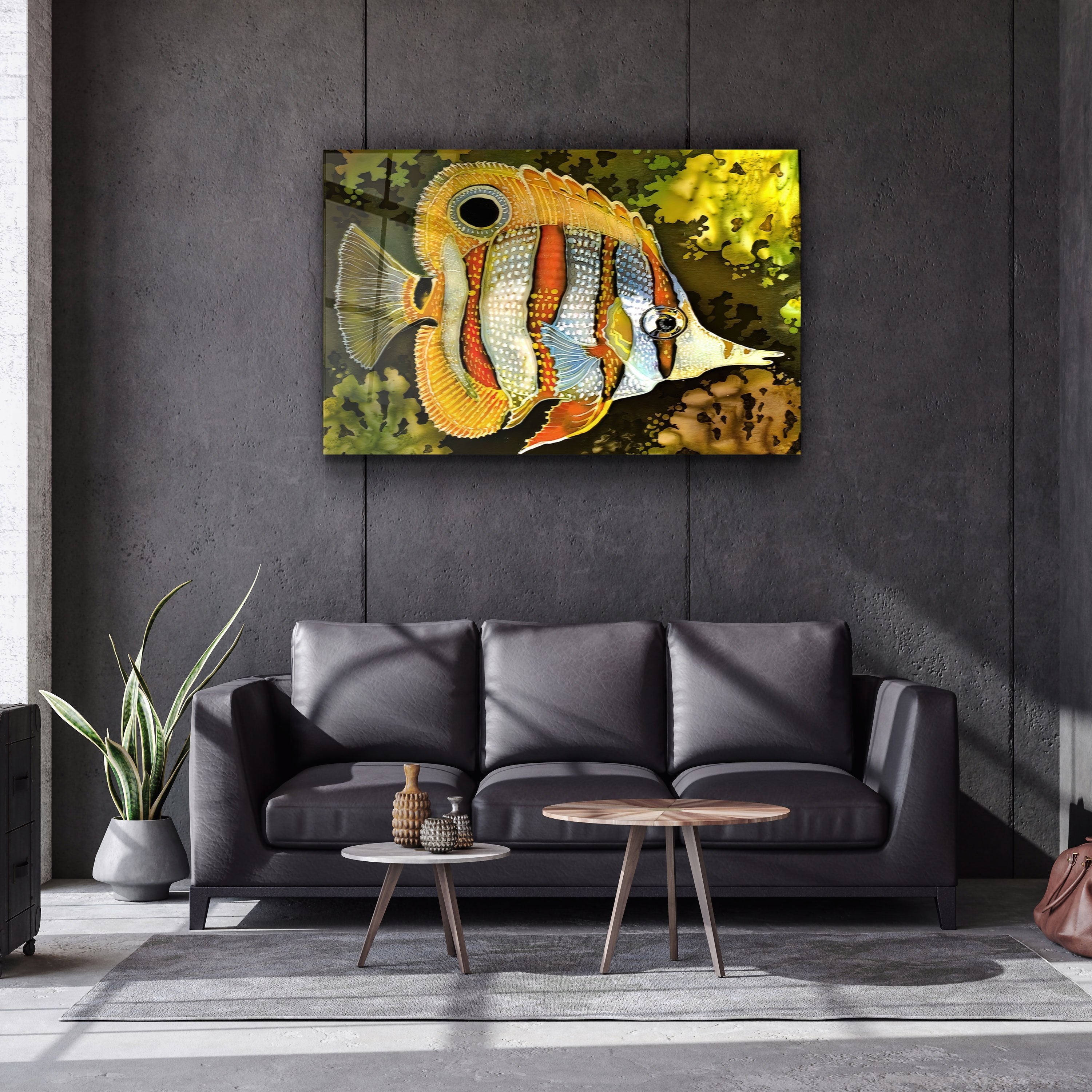 ・"Batik Fish"・Glass Wall Art