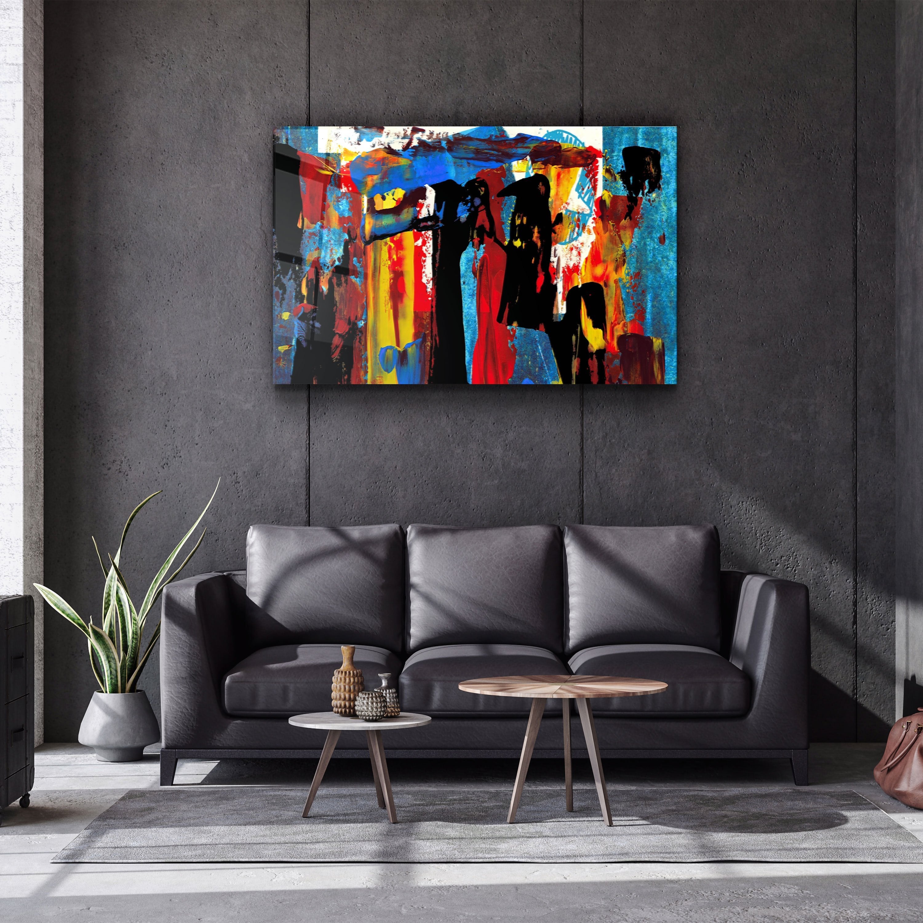 ・"African Abstract"・Glass Wall Art