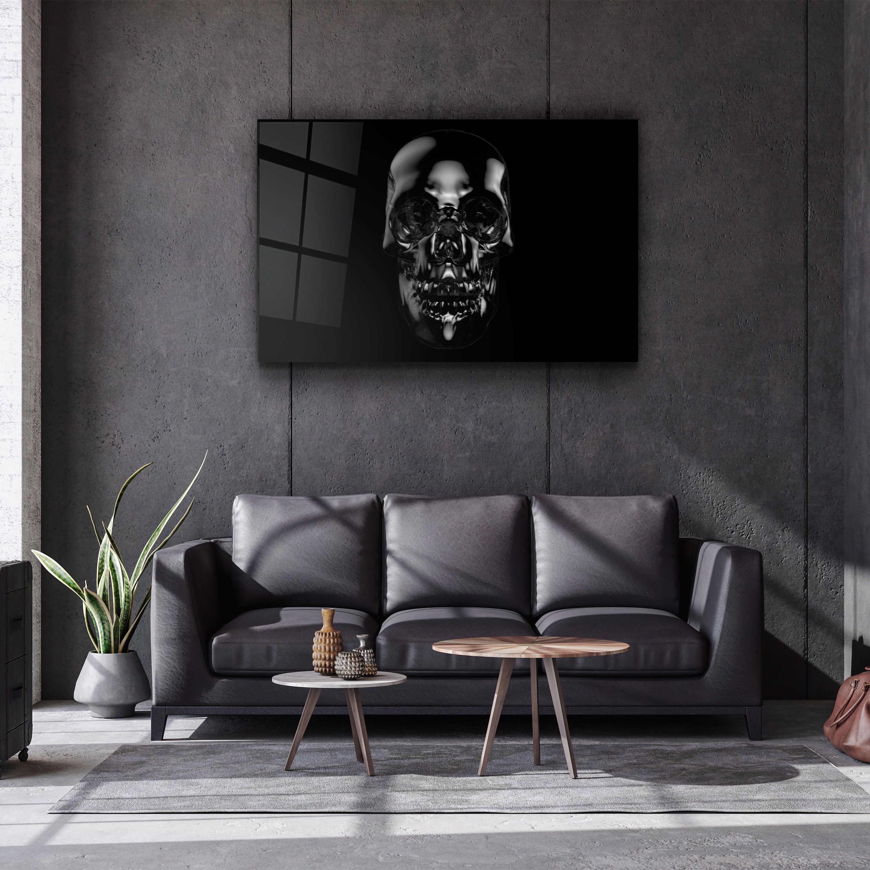 ・"Le crâne noir"・Art mural en verre