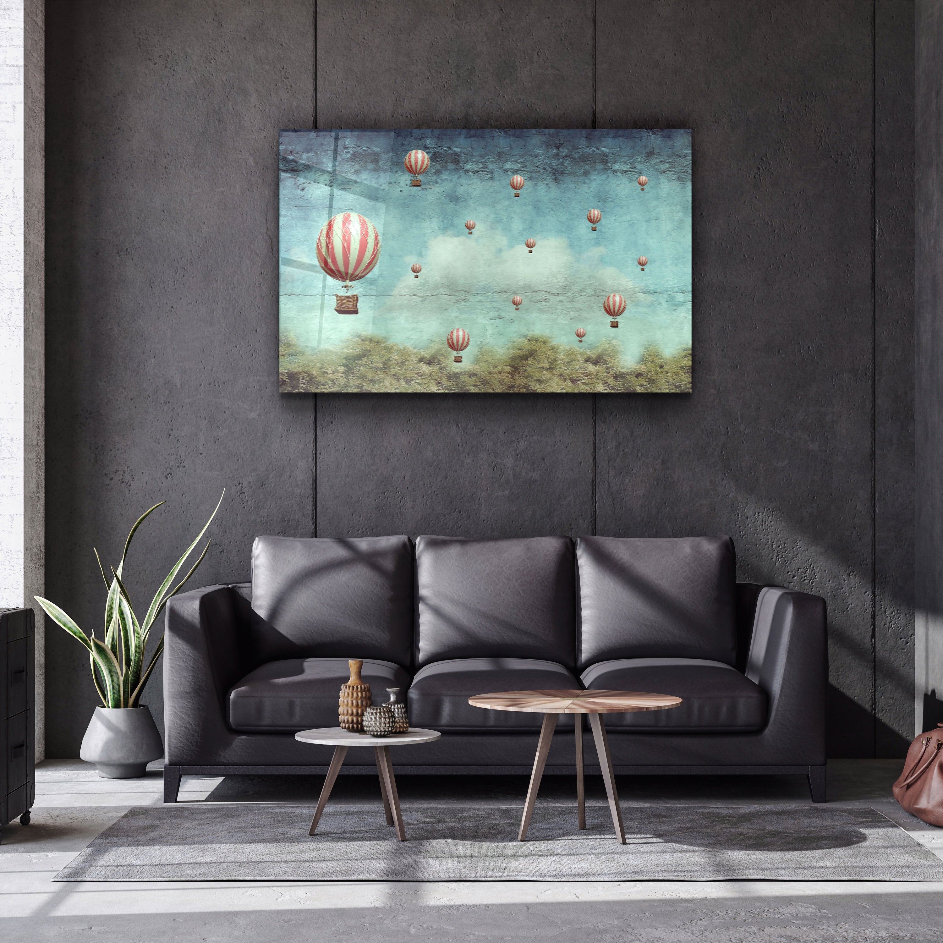 ・"Abstract Air Balloons"・Glass Wall Art