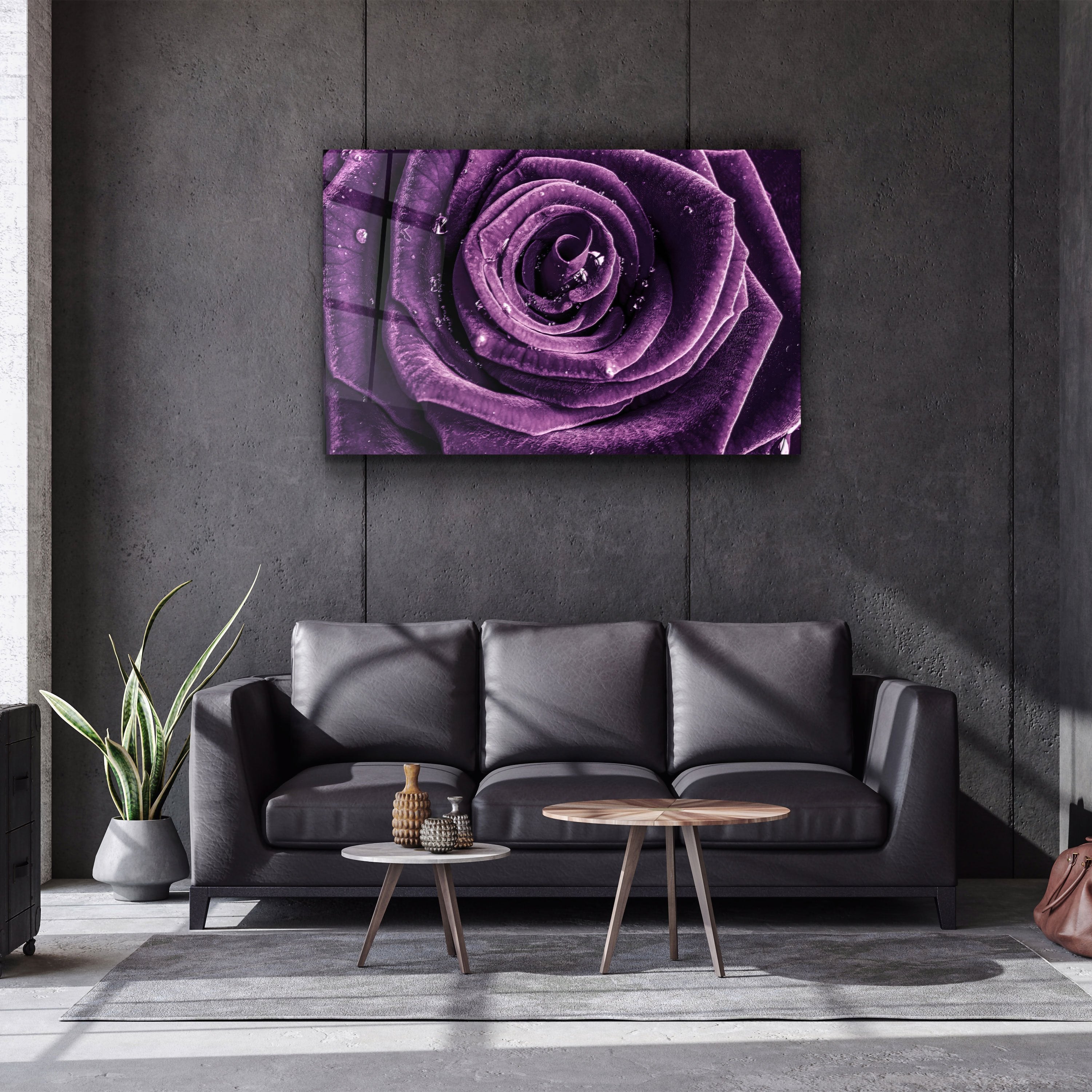 ・"Rose pourpre V2"・Art mural en verre