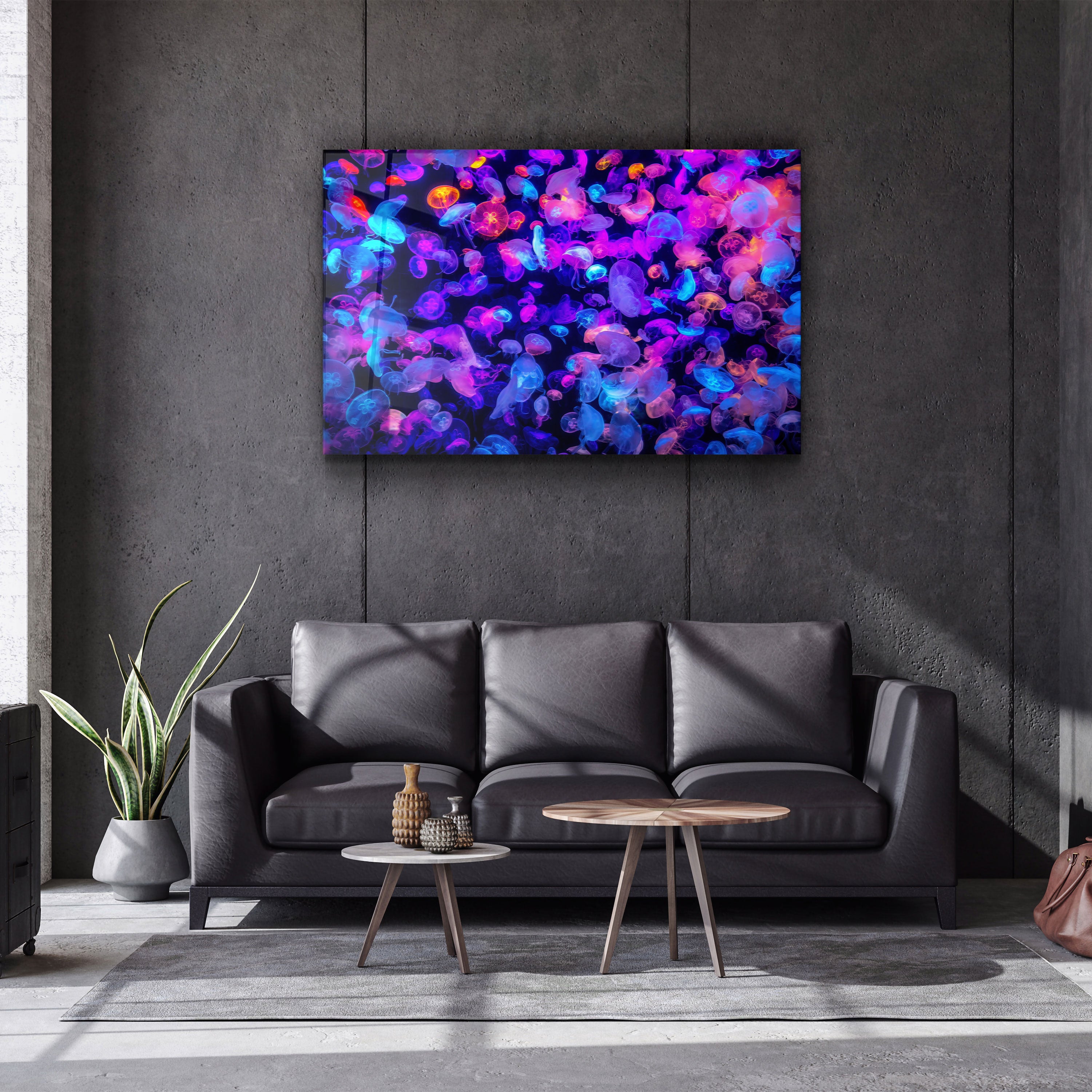 ・"The Colorful Jellyfishes"・Glass Wall Art