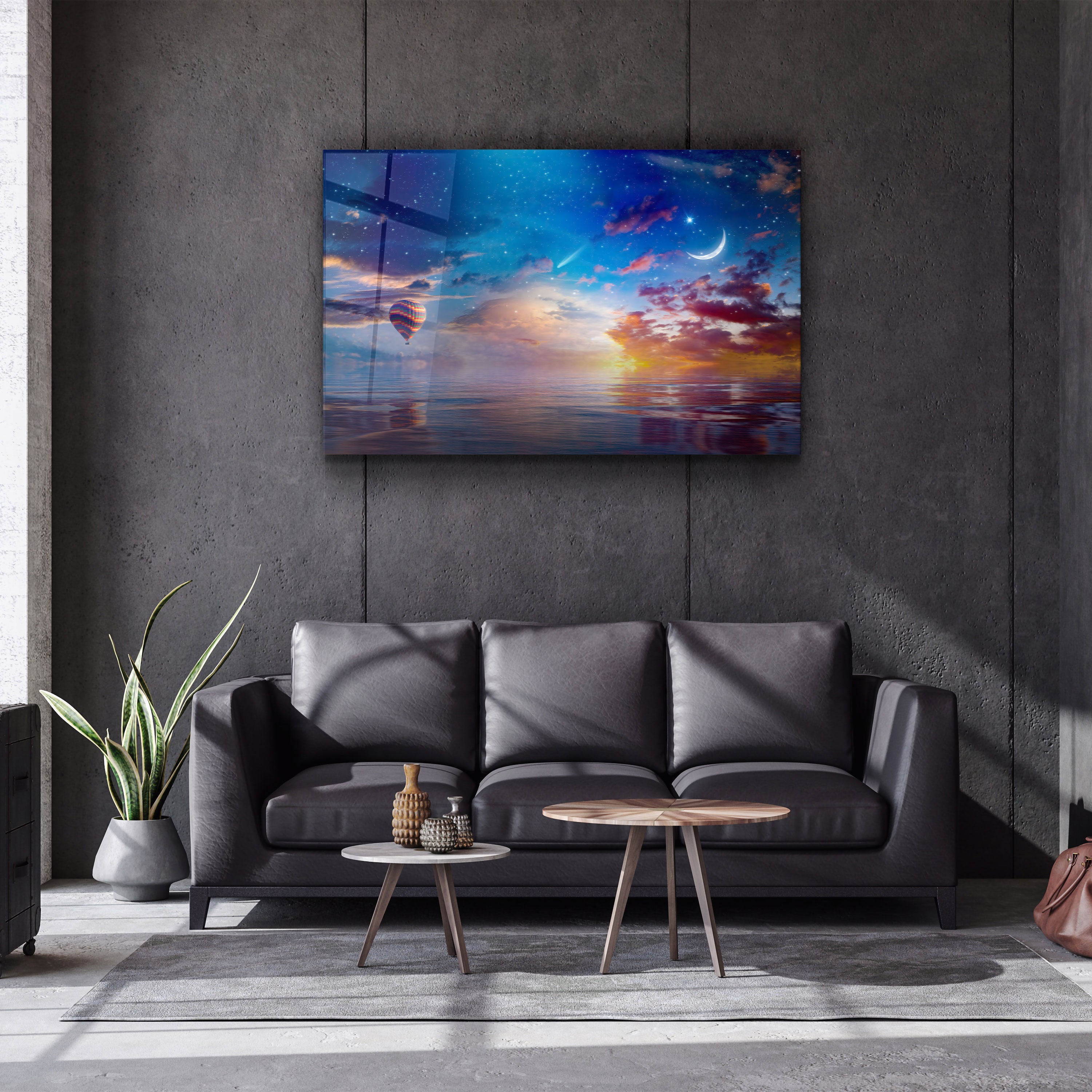 ・"The Crescent Moon Horizon"・Glass Wall Art