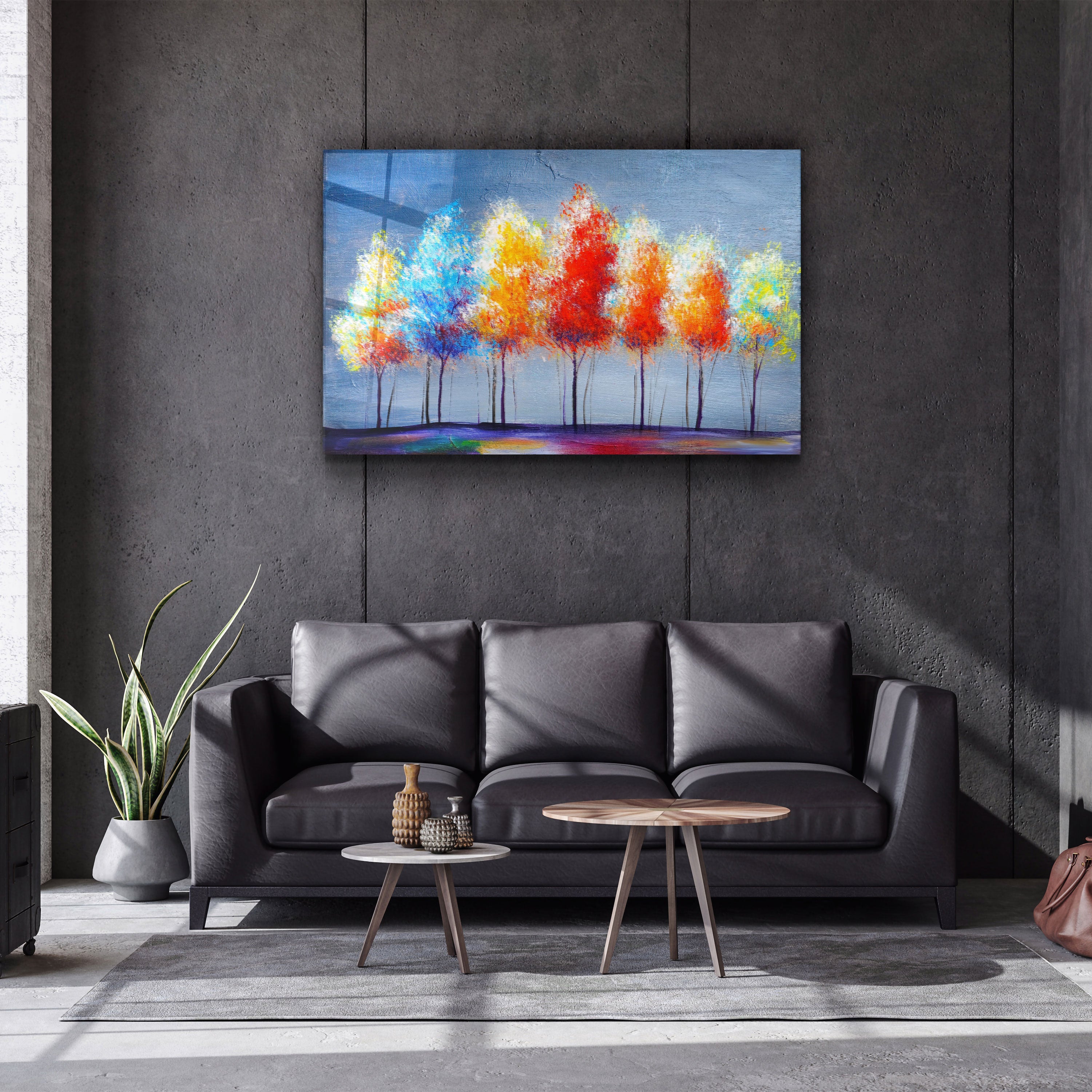 ・"Colorful Trees"・Glass Wall Art