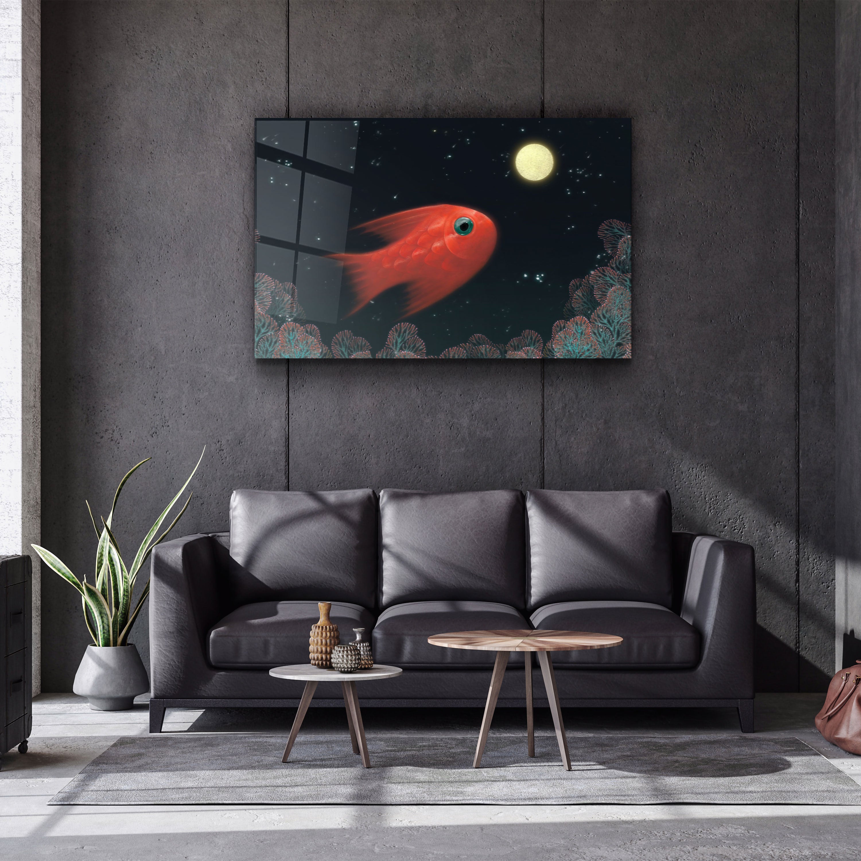 ・"Poissons d'aquarium"・Art mural en verre