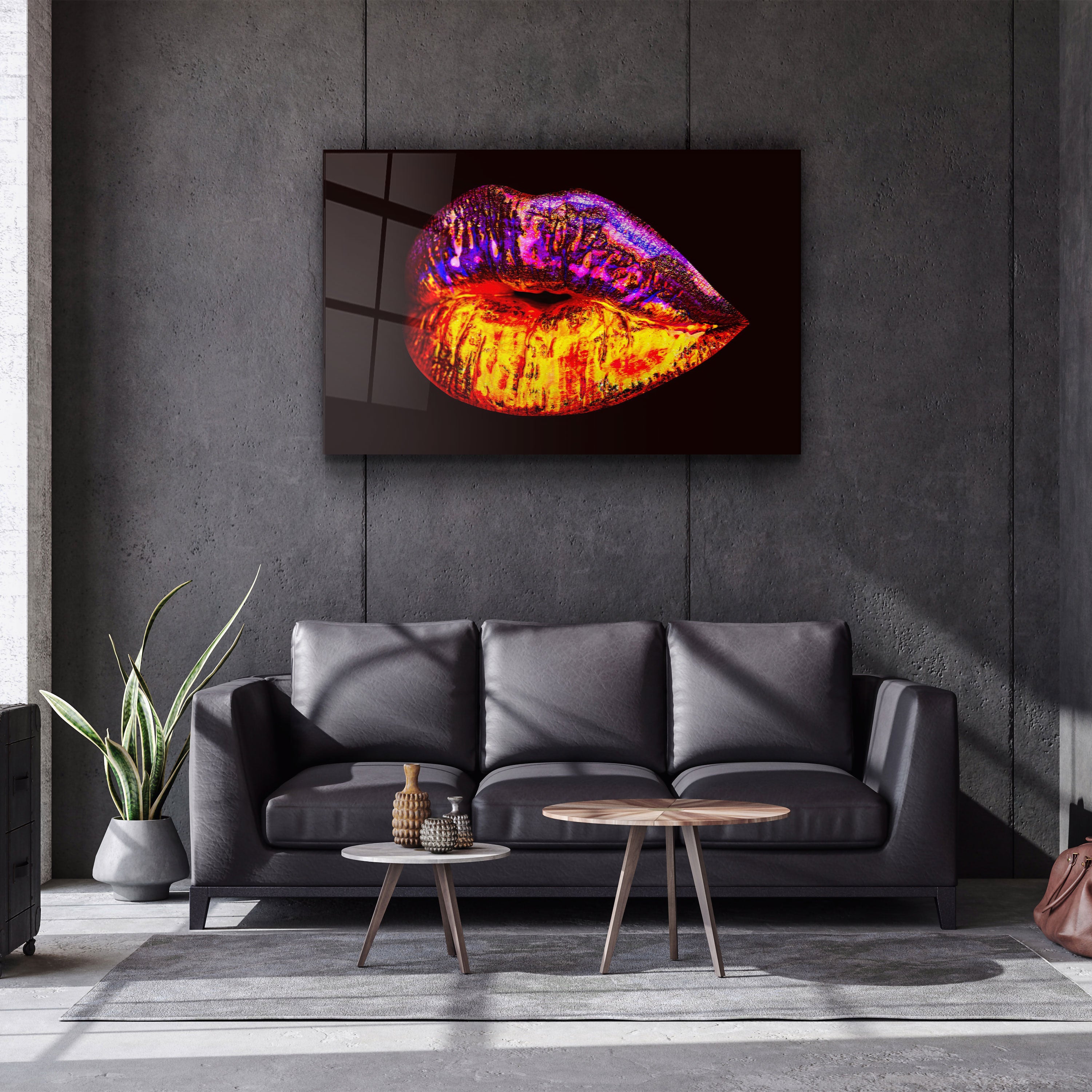 ・"Neon Lip"・Glass Wall Art