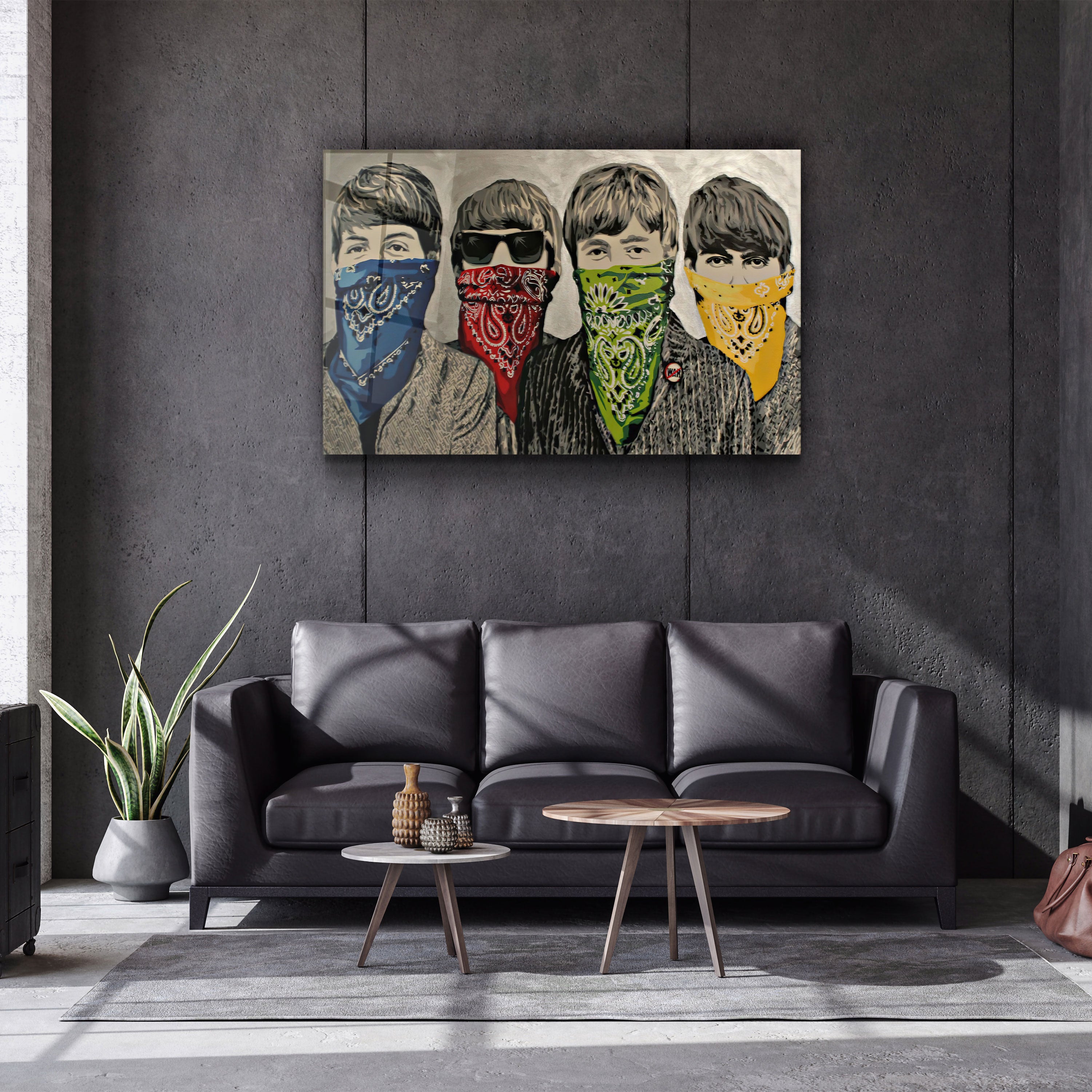 ・"Banksy - Beatles"・Glass Wall Art