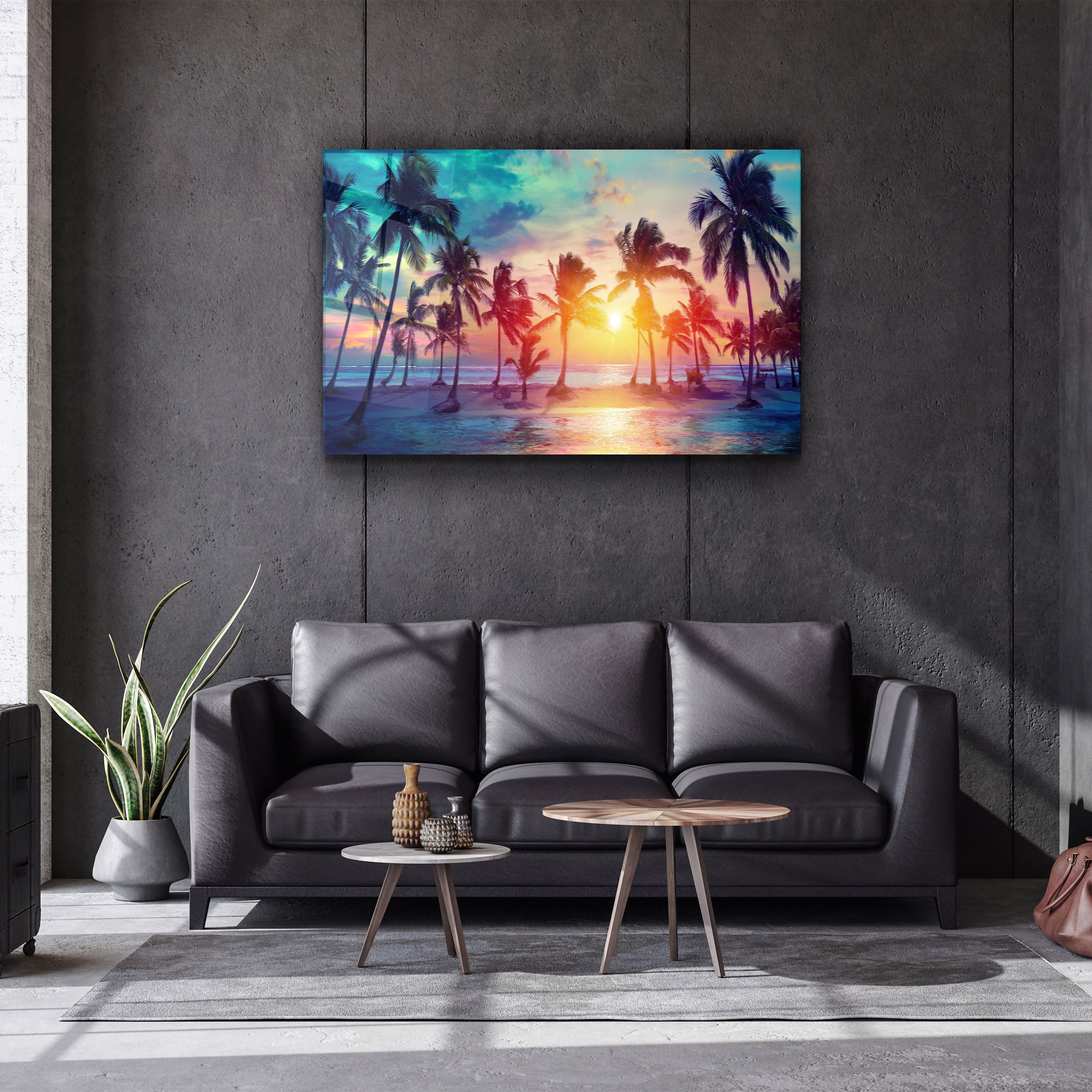 ・"Palm Trees "・Glass Wall Art